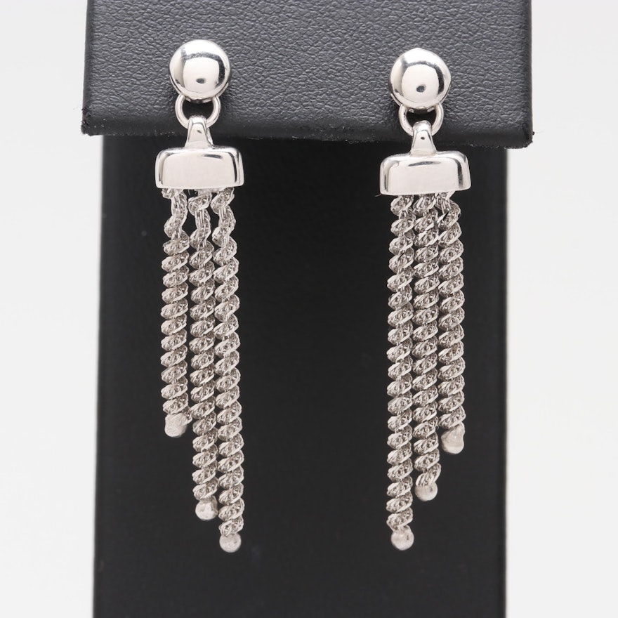 Italian 14K White Gold Tassle Drop Earrings