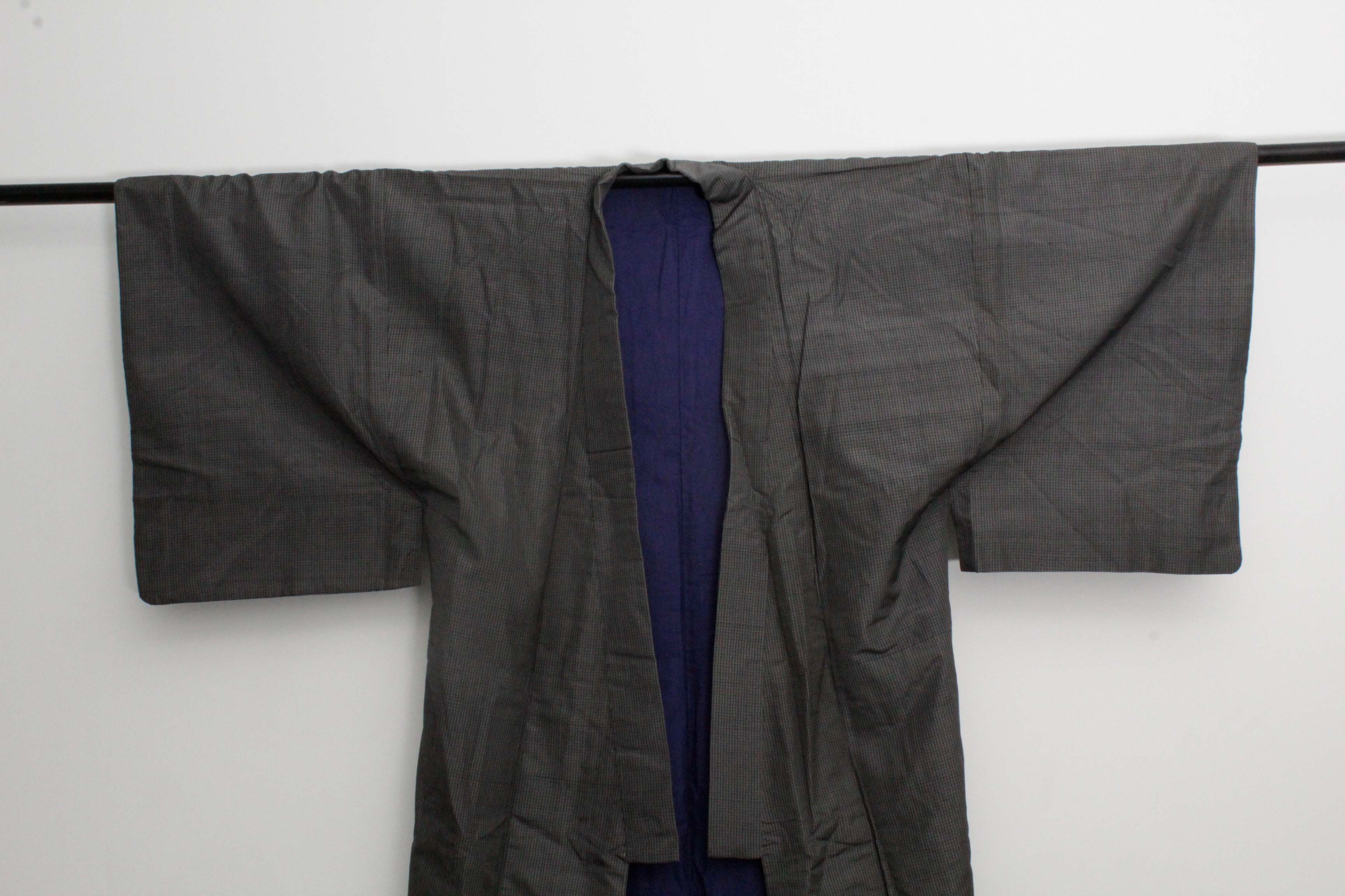 Men's Circa 1920 Vintage Handwoven Ikat Oshima Silk Kimono