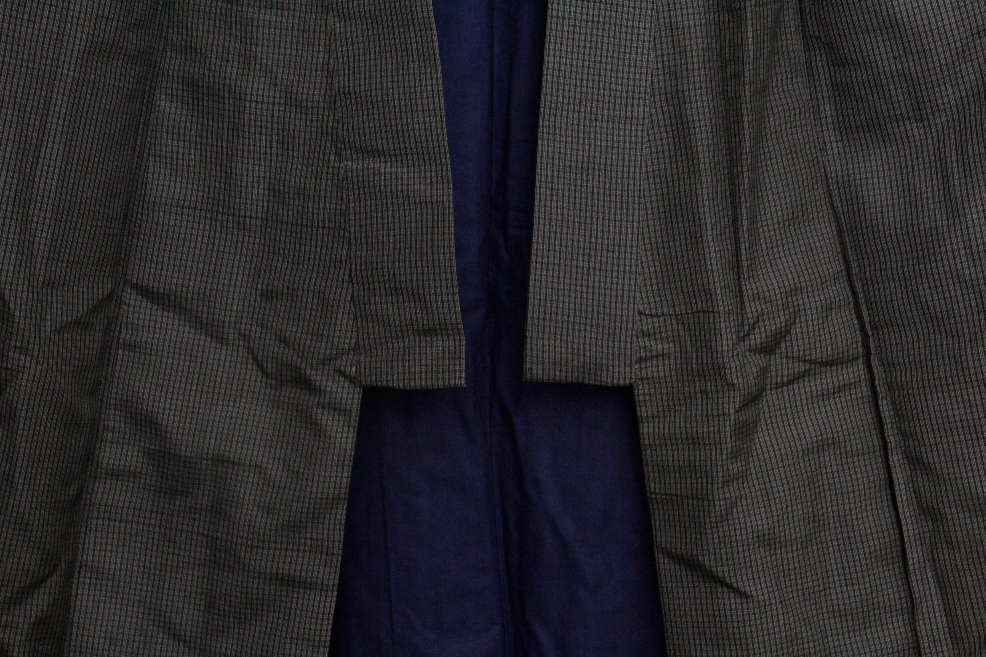 Men's Circa 1920 Vintage Handwoven Ikat Oshima Silk Kimono