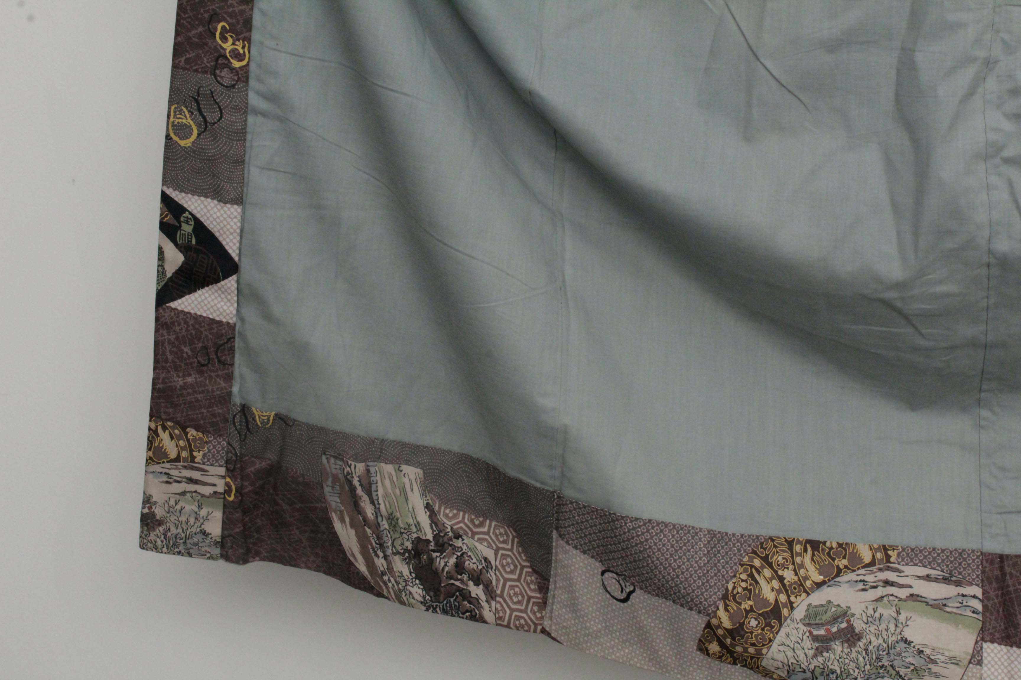 Men's Circa 1940s Vintage Handwoven Muslin Nagajuban Under Kimono