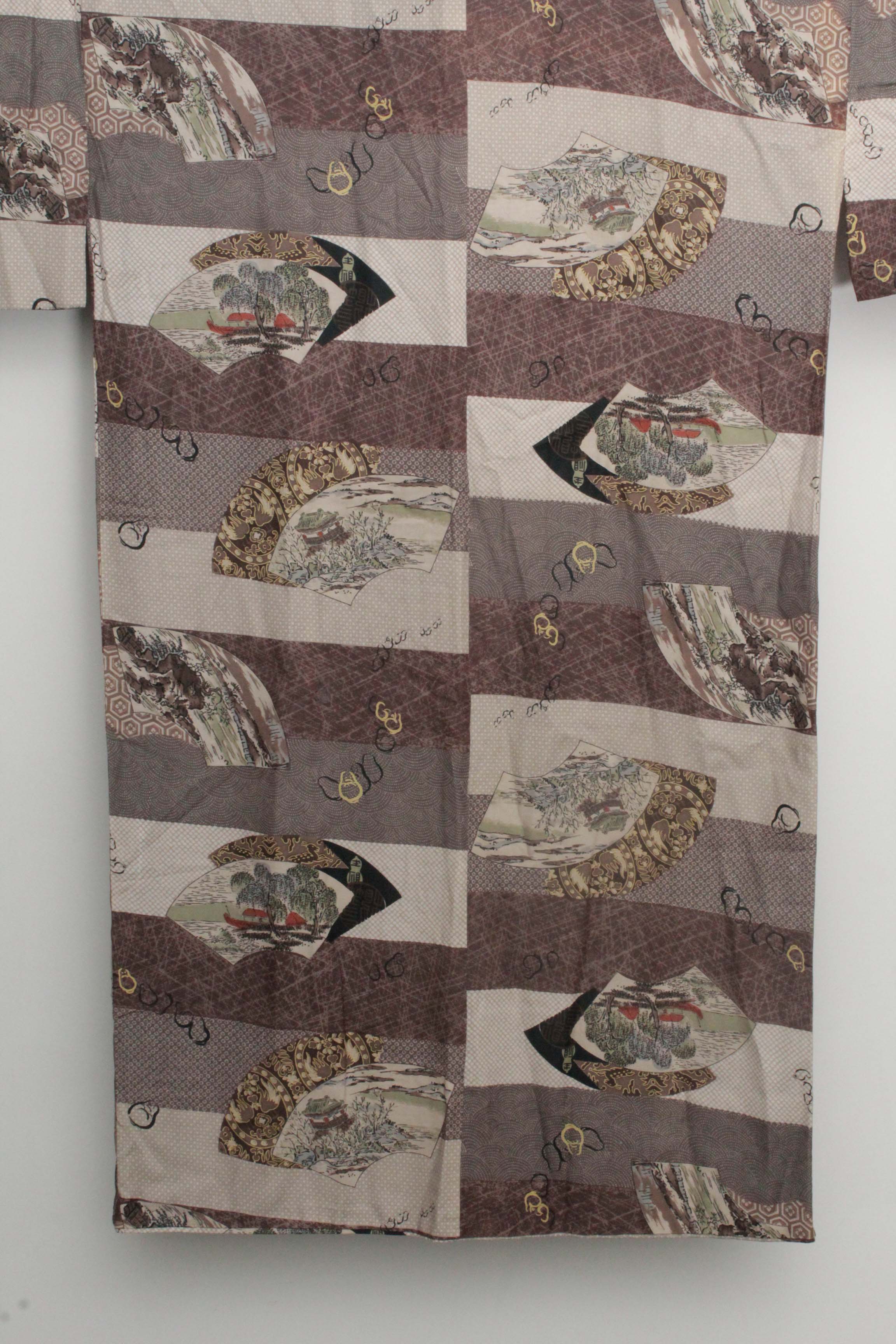 Men's Circa 1940s Vintage Handwoven Muslin Nagajuban Under Kimono