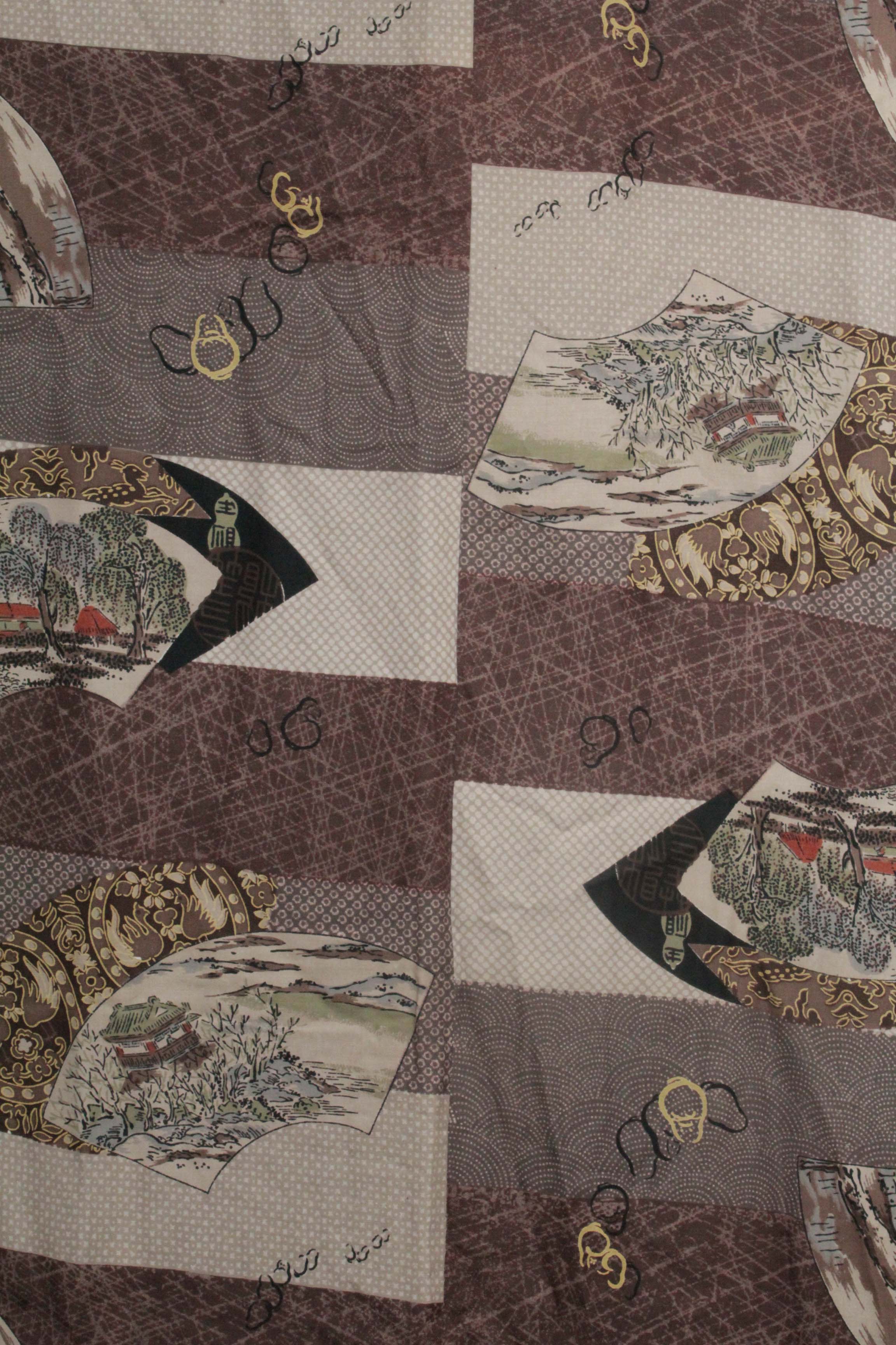 Men's Circa 1940s Vintage Handwoven Muslin Nagajuban Under Kimono