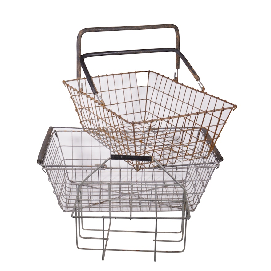 Wire Milk Carrier Basket with Wire Gathering Baskets
