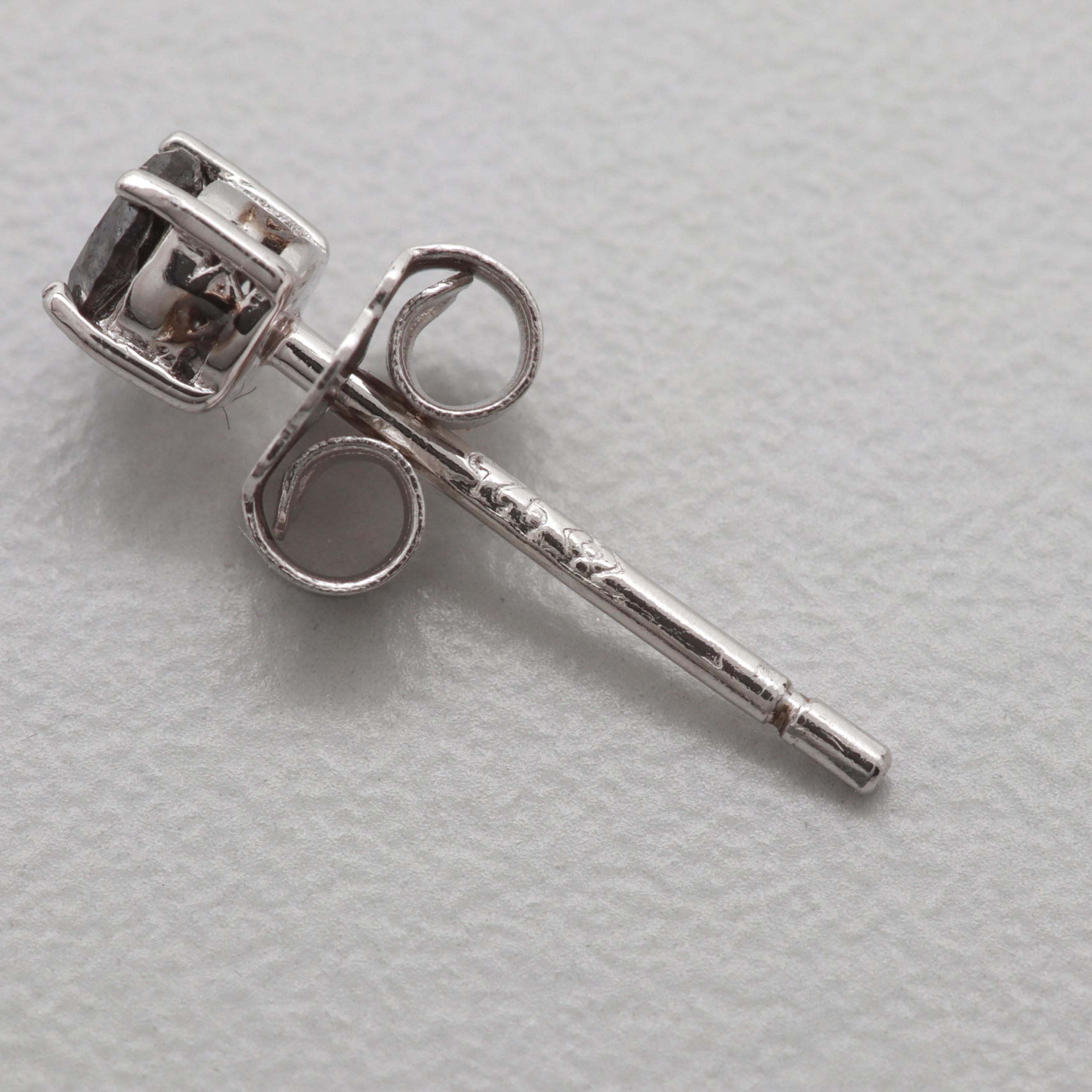 Sterling Silver Black Diamond and Sapphire Earrings