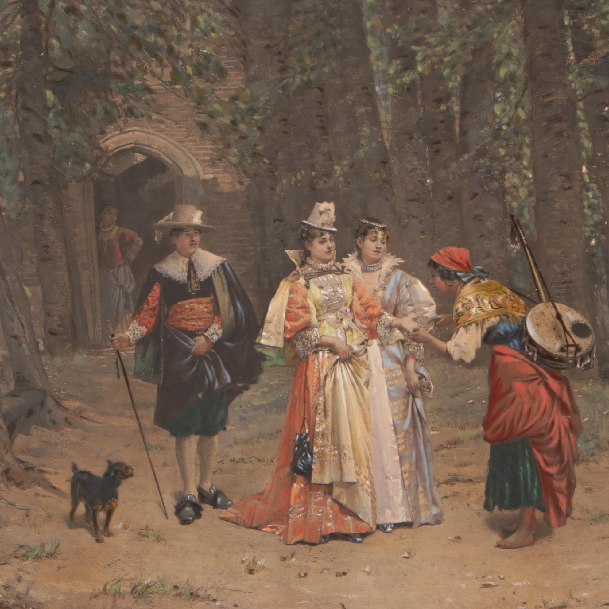 Antique Photogravure after Adrien Moreau "La Bonne Aventure"