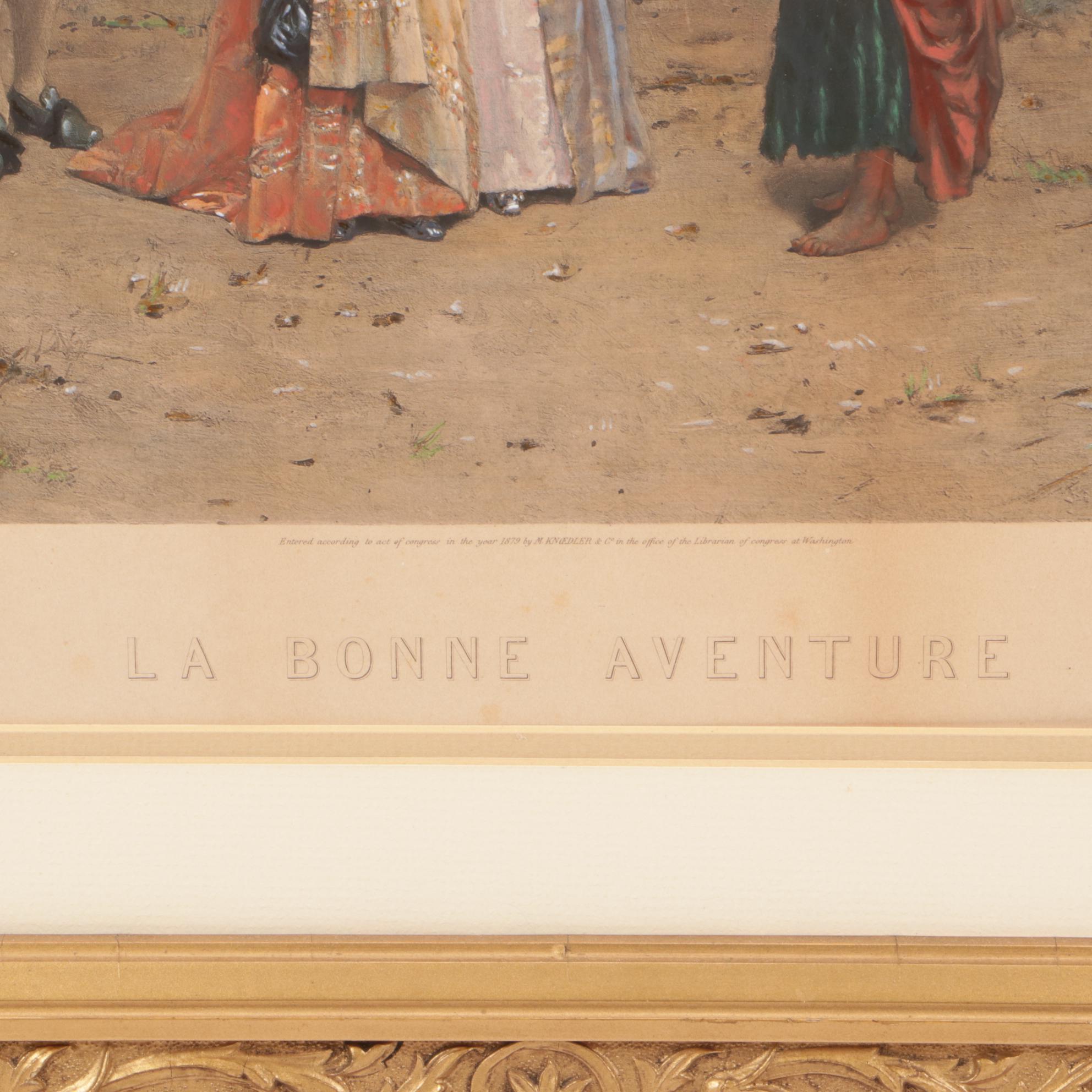 Antique Photogravure after Adrien Moreau "La Bonne Aventure"