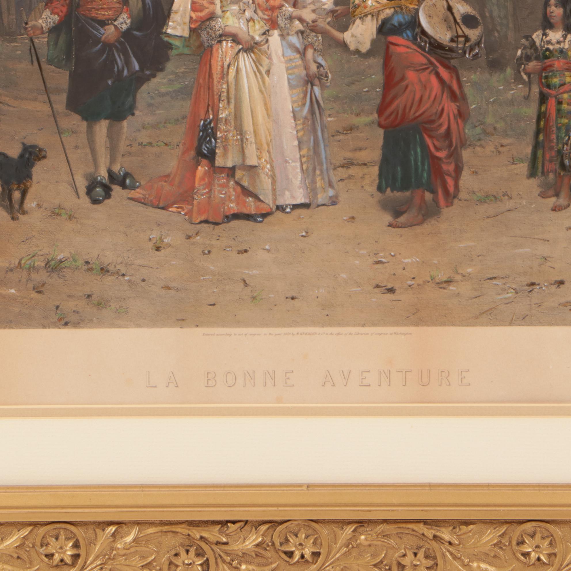 Antique Photogravure after Adrien Moreau "La Bonne Aventure"