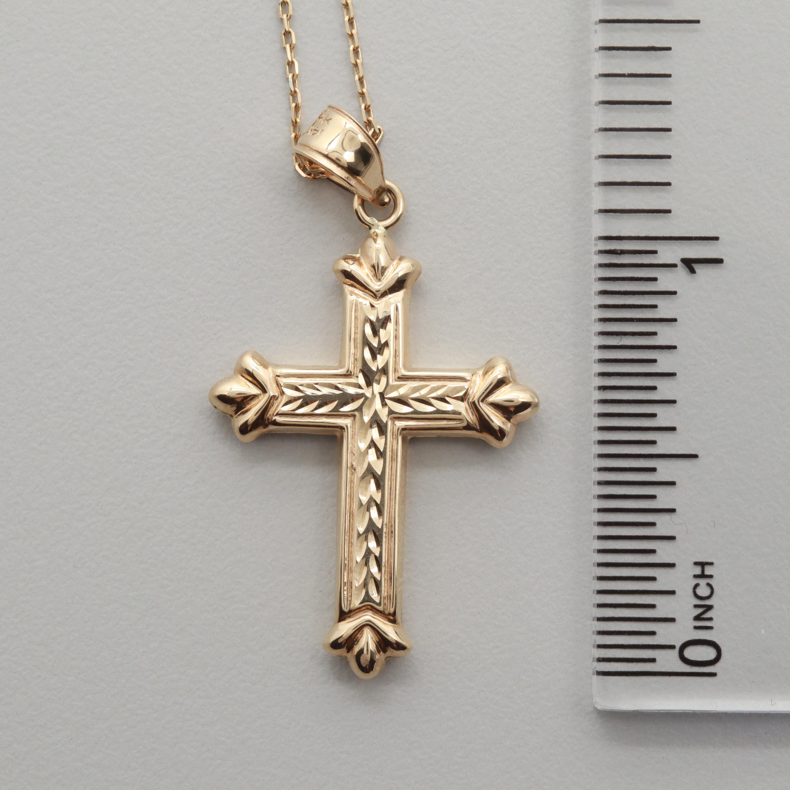 10K Yellow Gold Cross Pendant Necklace