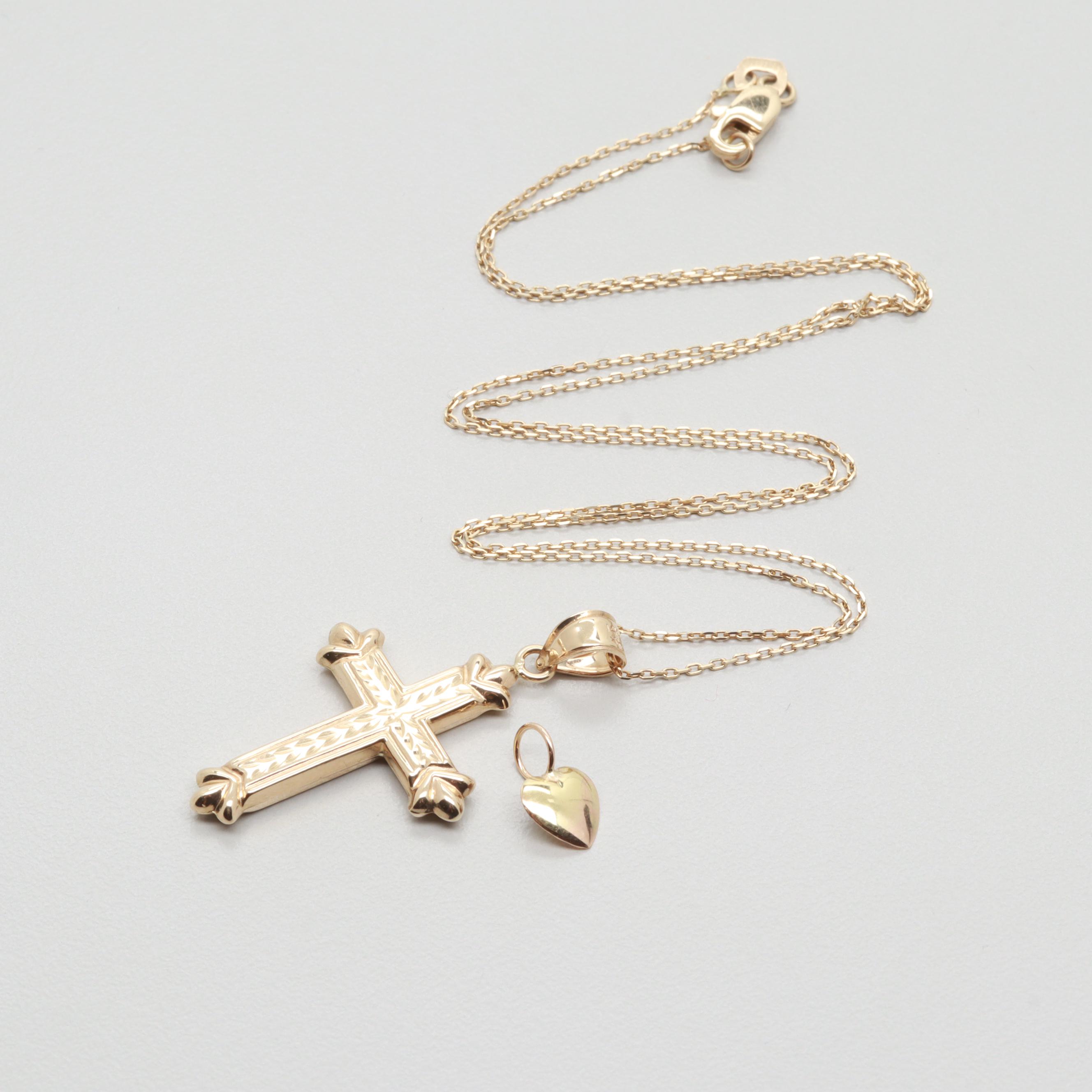 10K Yellow Gold Cross Pendant Necklace