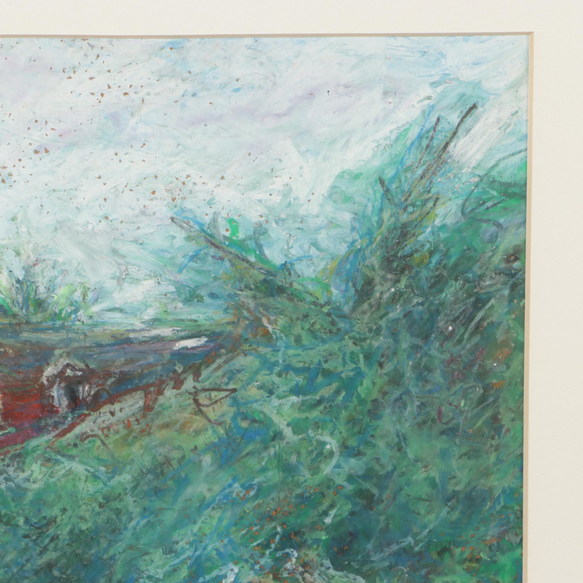 Ingrid Westberg Pastel Drawing of Cottage and Garden