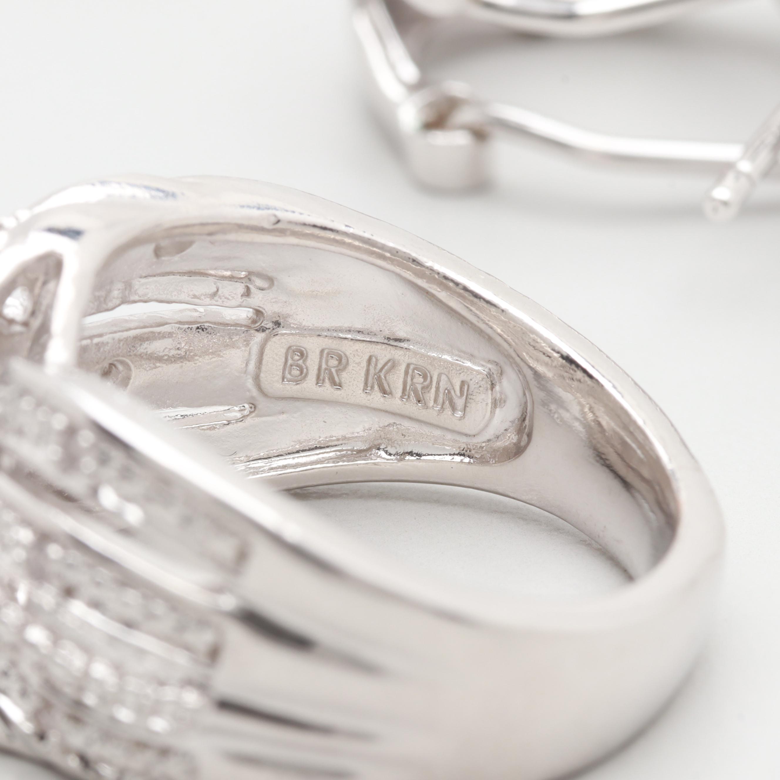 Assortment of Silver Tone Diamond Jewelry