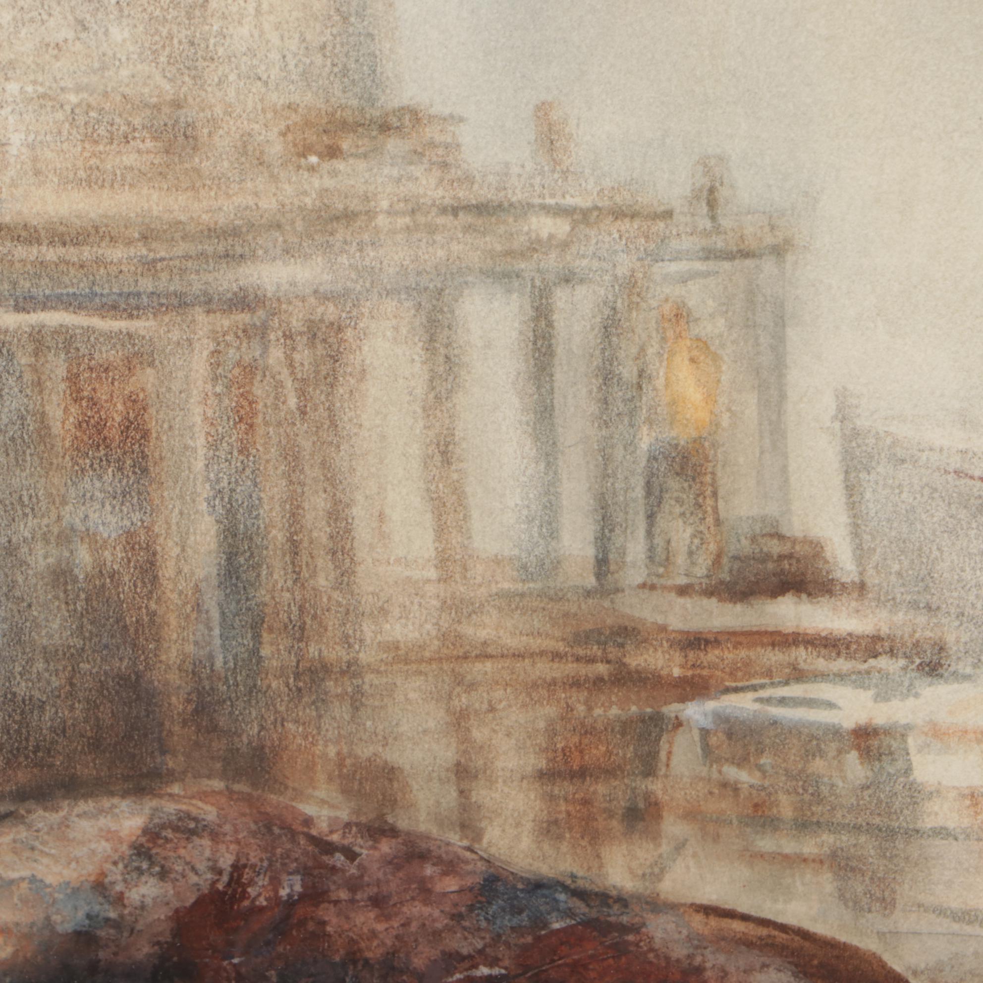 P. Marra Watercolor Painting of Harbor Scene