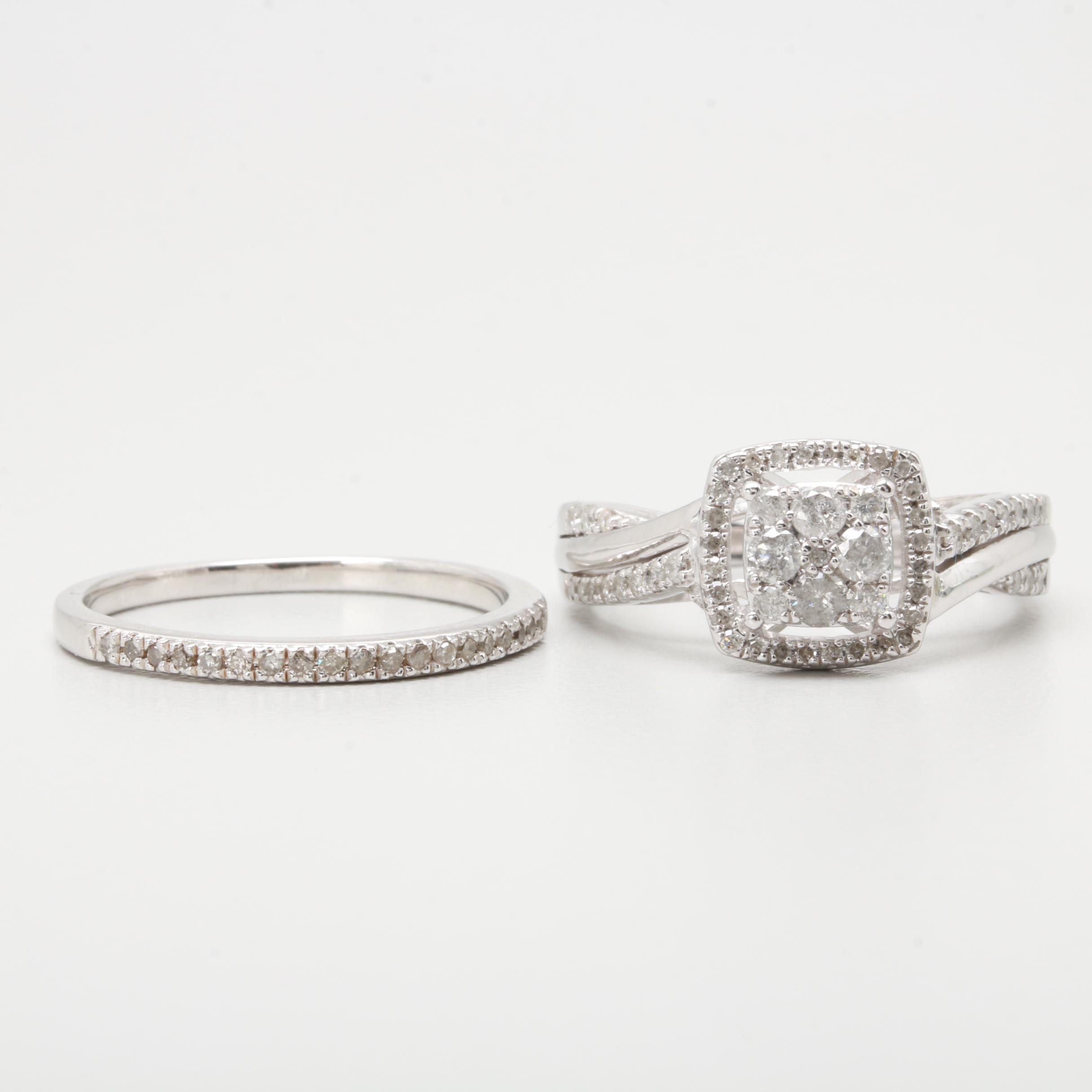 Sterling Silver Diamond Bridal Ring Set