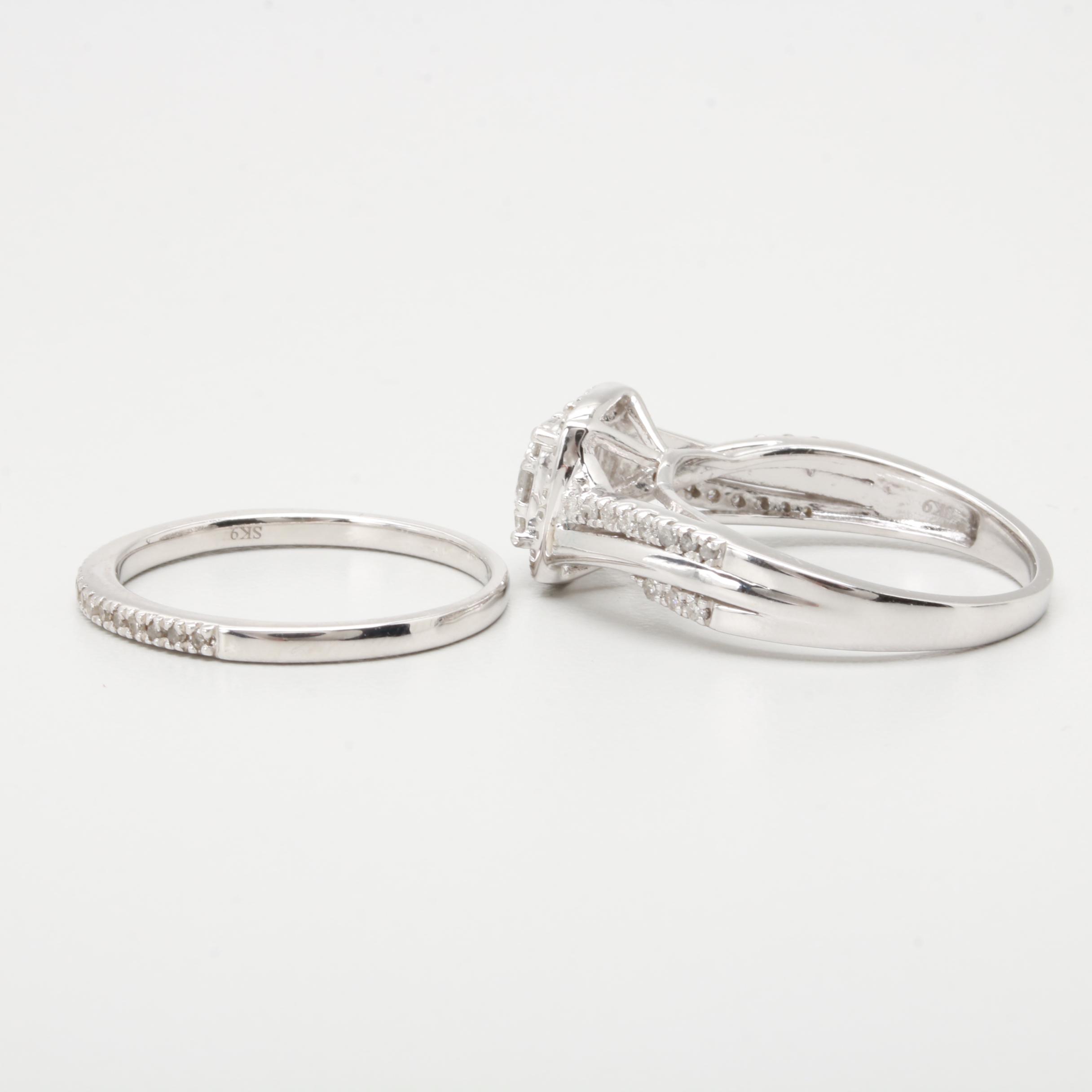 Sterling Silver Diamond Bridal Ring Set