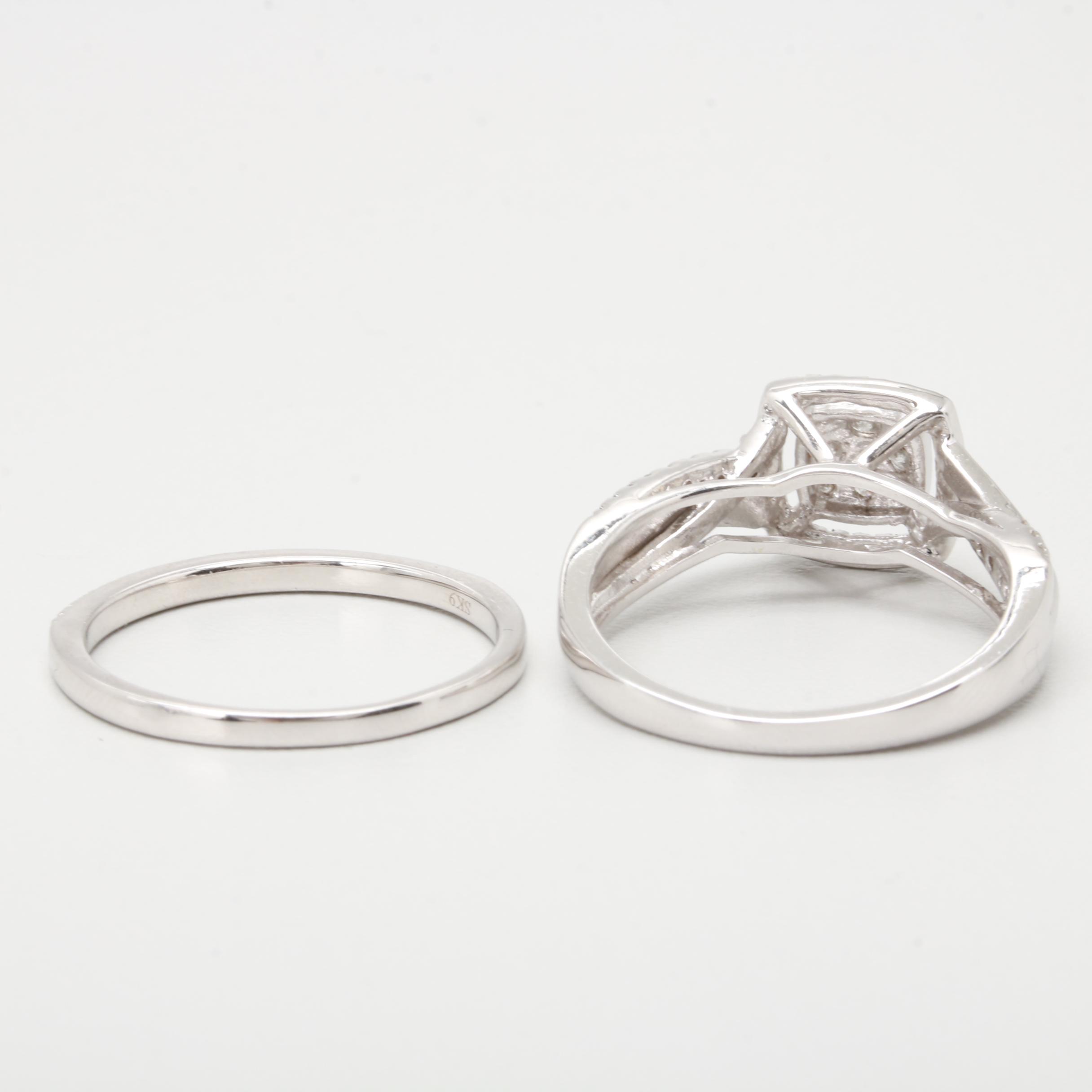 Sterling Silver Diamond Bridal Ring Set