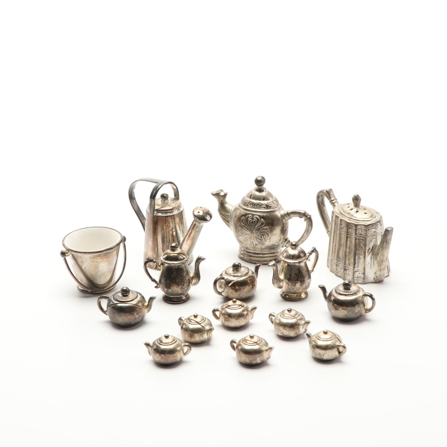 Godinger Silver Art Co. Shaker Set with Silver Plate Teapot Place Card Holders
