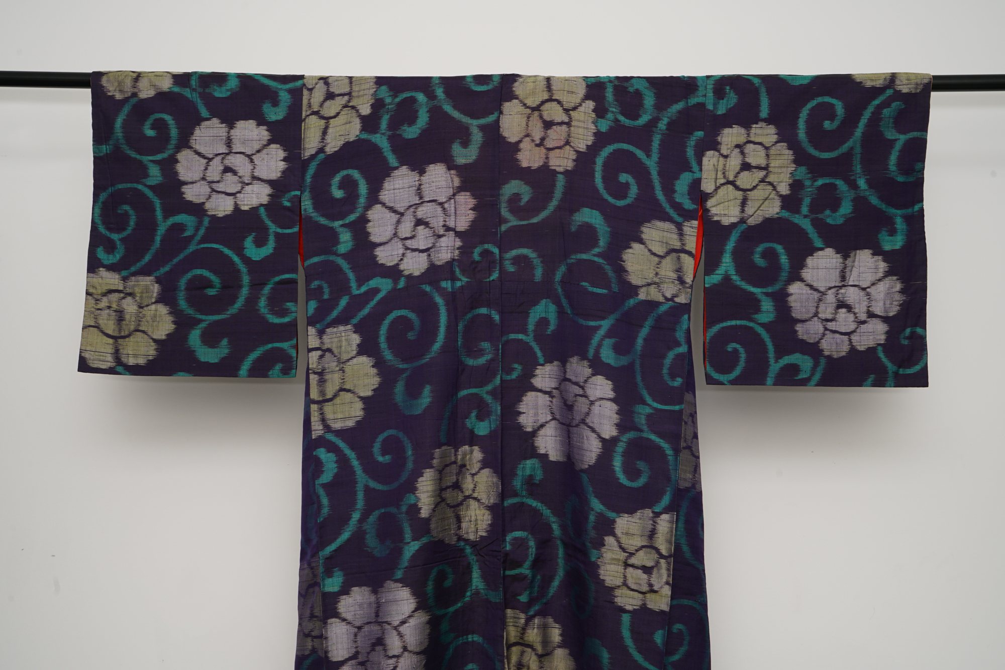 Circa 1925 Vintage Handwoven Ikat Meisen Silk Kimono