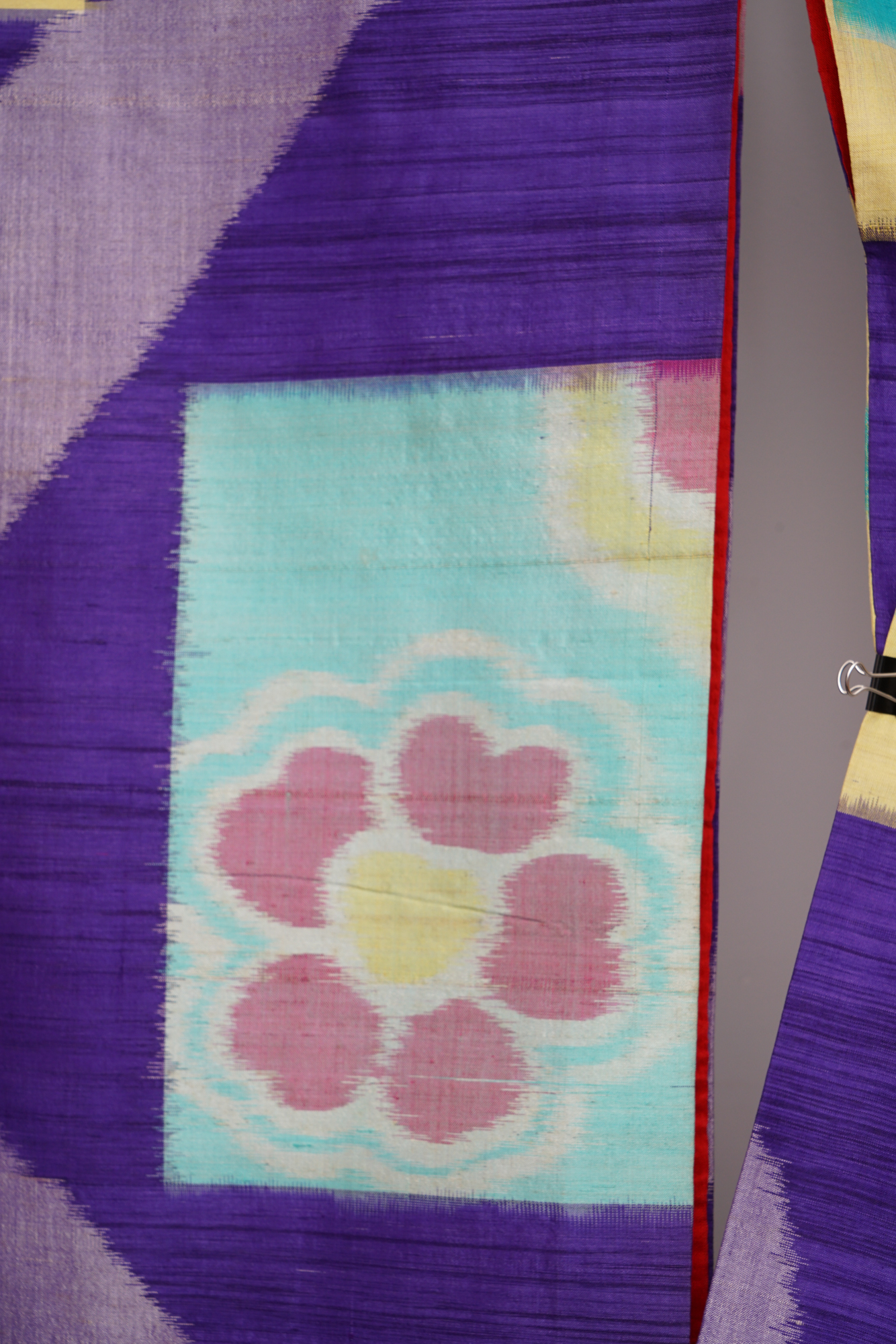 Circa 1930 Vintage Handwoven Ikat Meisen Silk Kofurisode Kimono