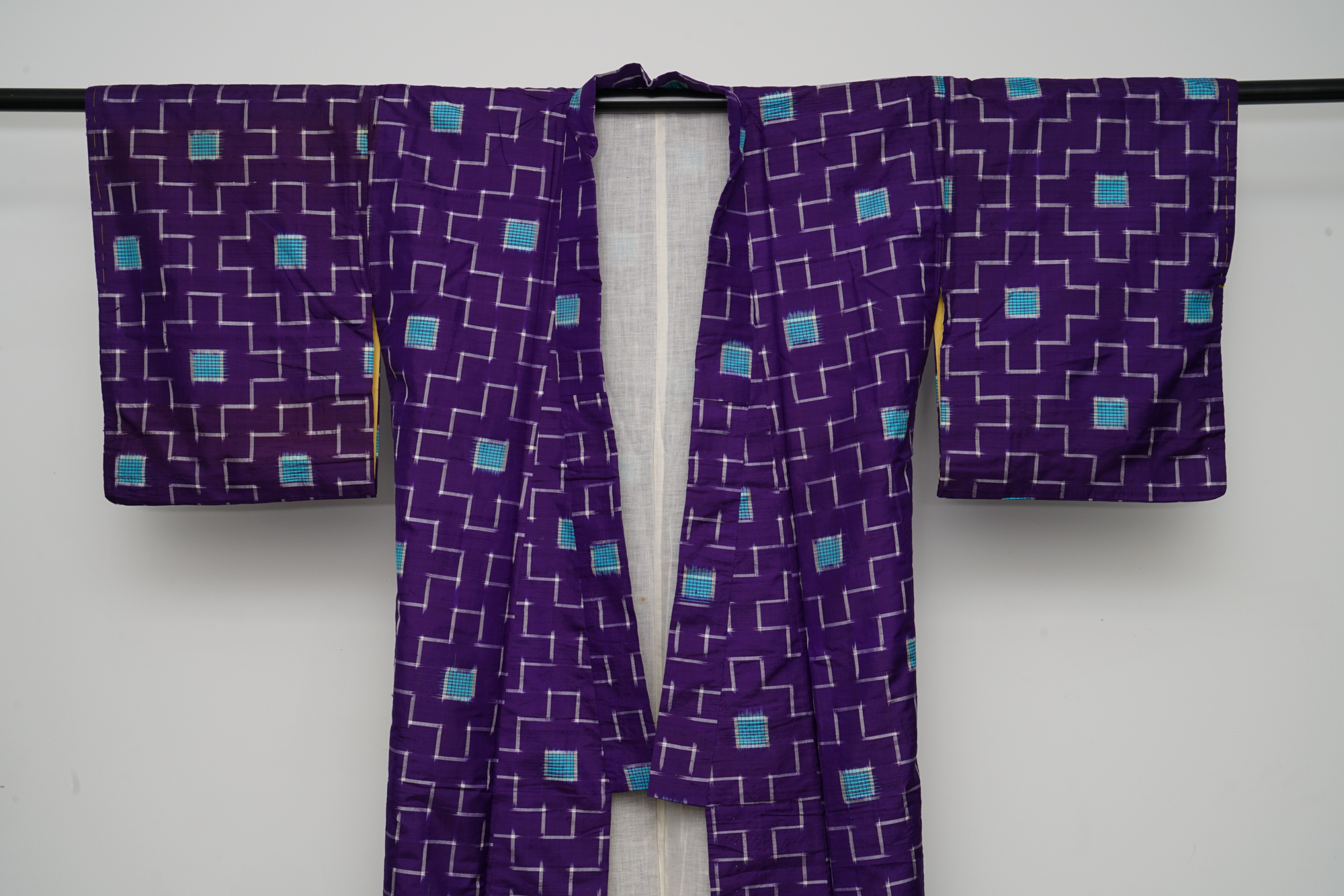 Circa 1915 Antique Handwoven Kasuri Ikat Silk Kosode Kimono