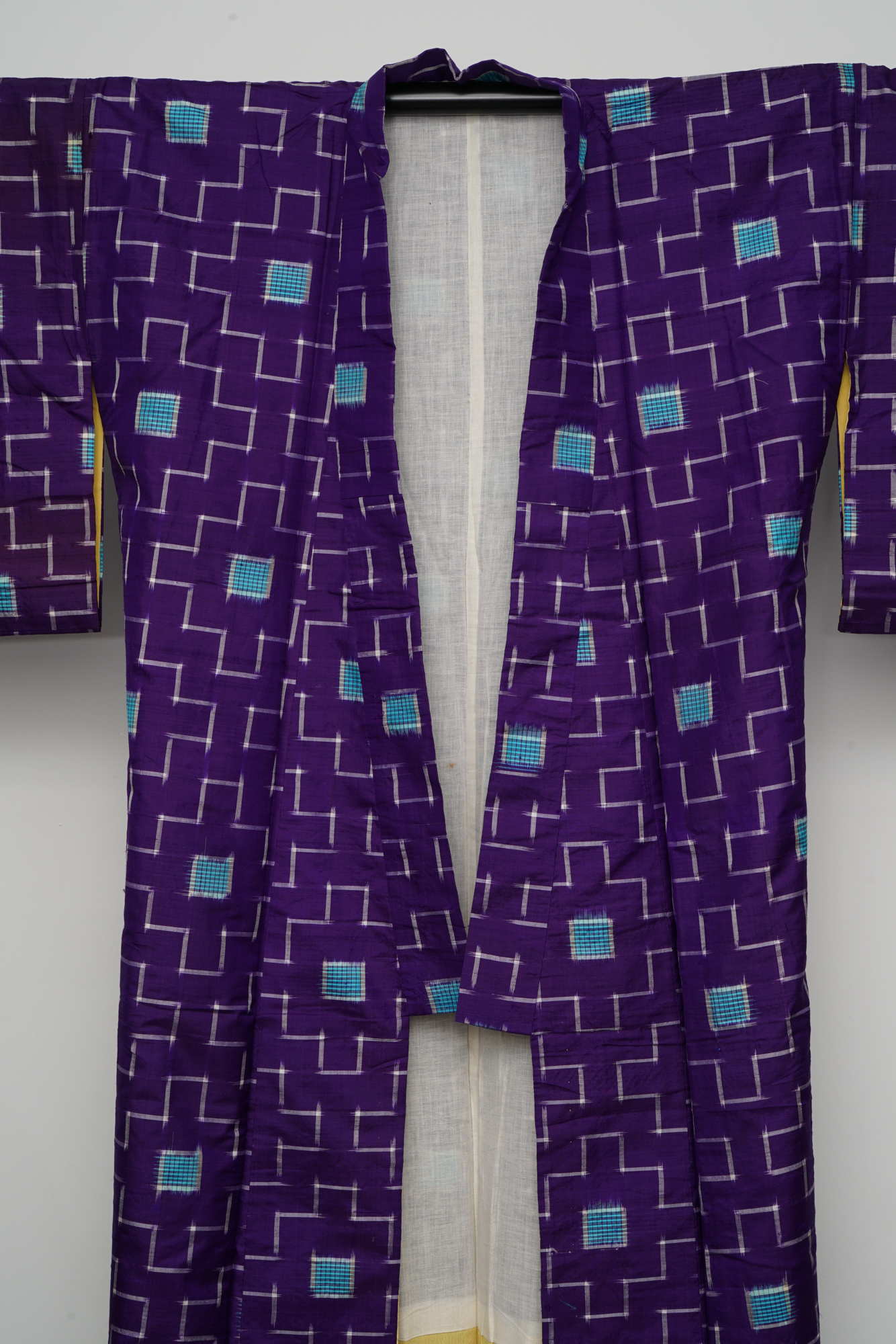 Circa 1915 Antique Handwoven Kasuri Ikat Silk Kosode Kimono