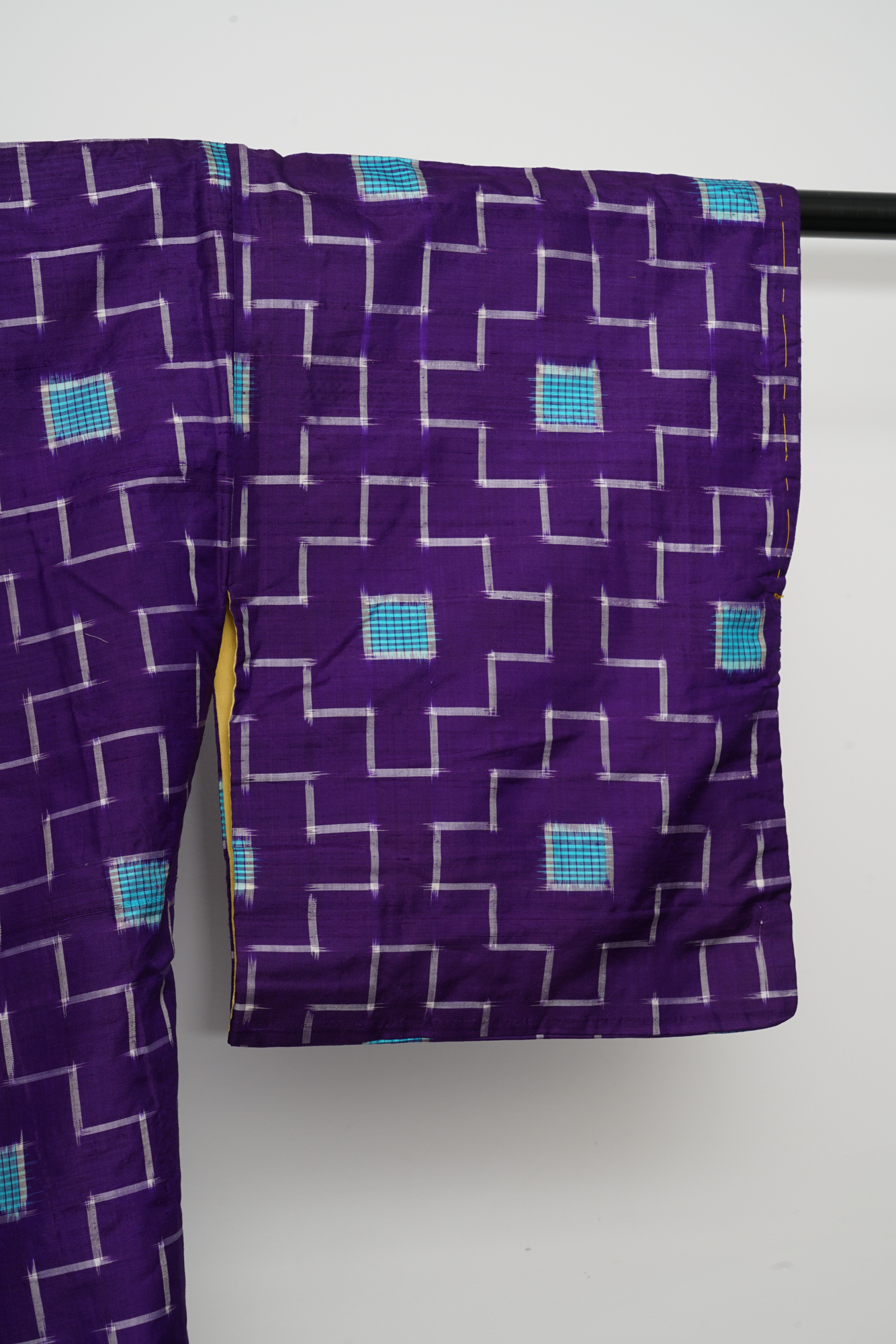 Circa 1915 Antique Handwoven Kasuri Ikat Silk Kosode Kimono