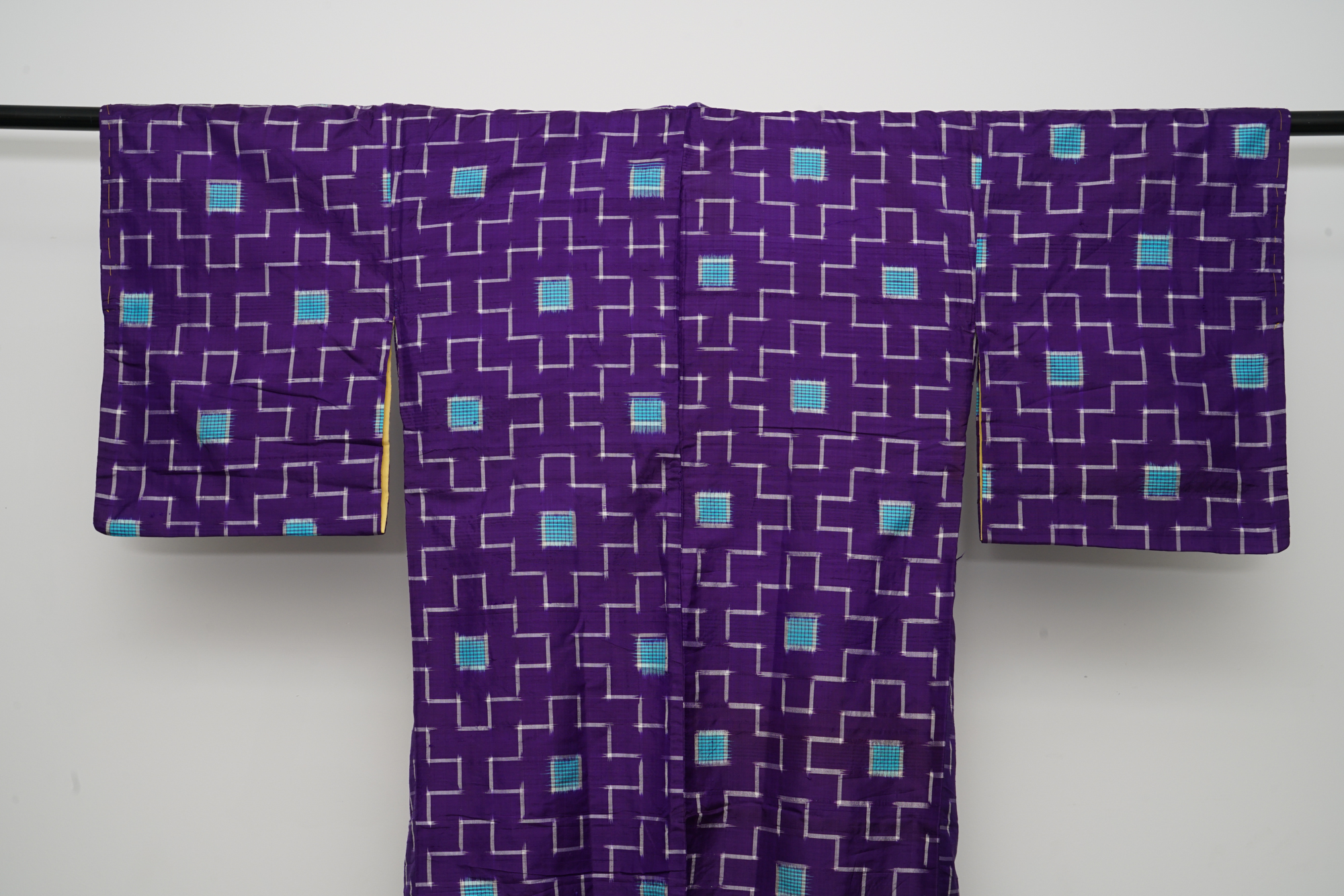 Circa 1915 Antique Handwoven Kasuri Ikat Silk Kosode Kimono