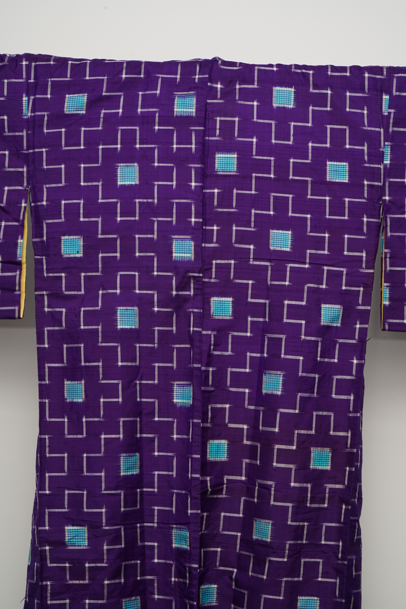 Circa 1915 Antique Handwoven Kasuri Ikat Silk Kosode Kimono