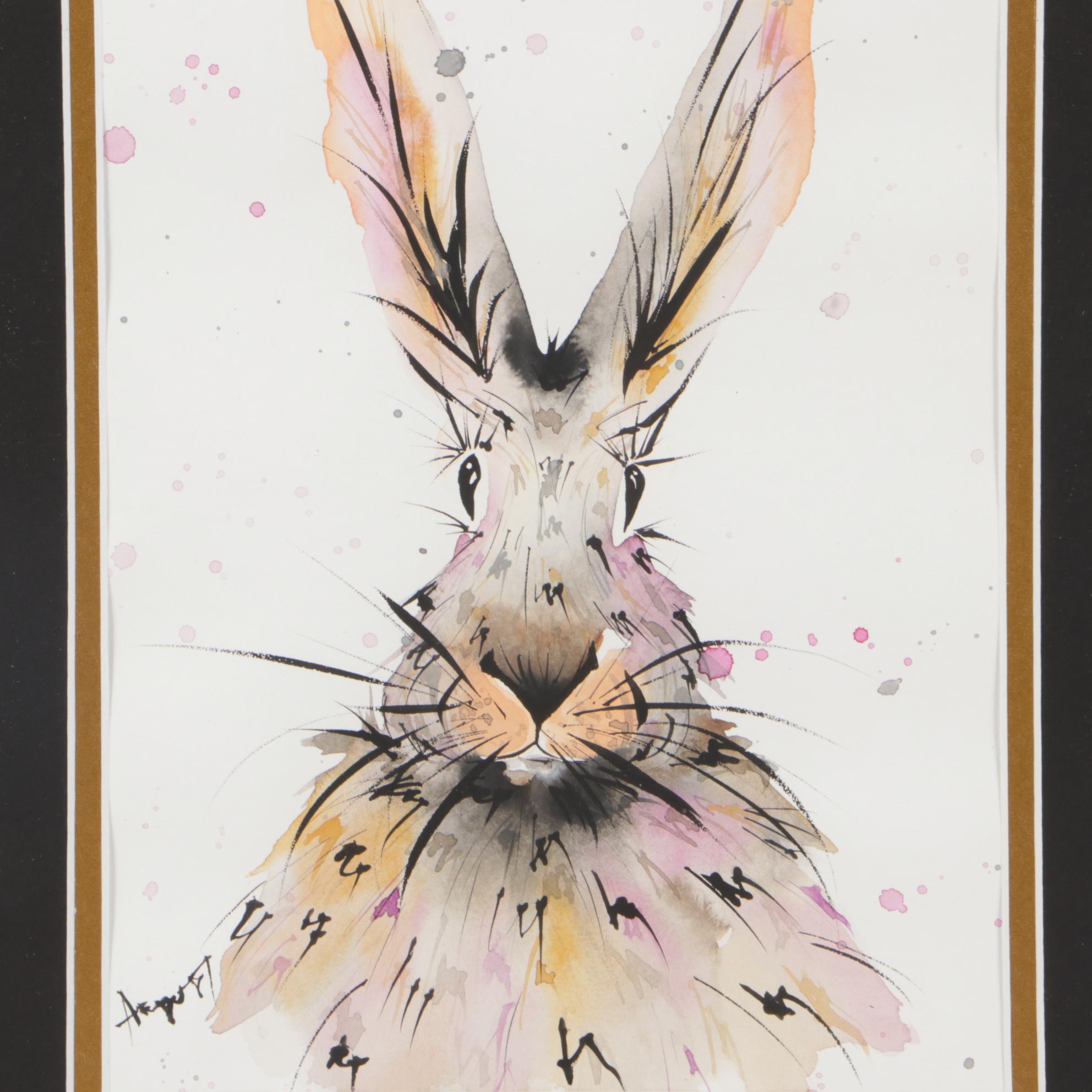 Angor Contemporary Gouache and Watercolor Rabbit Illustration