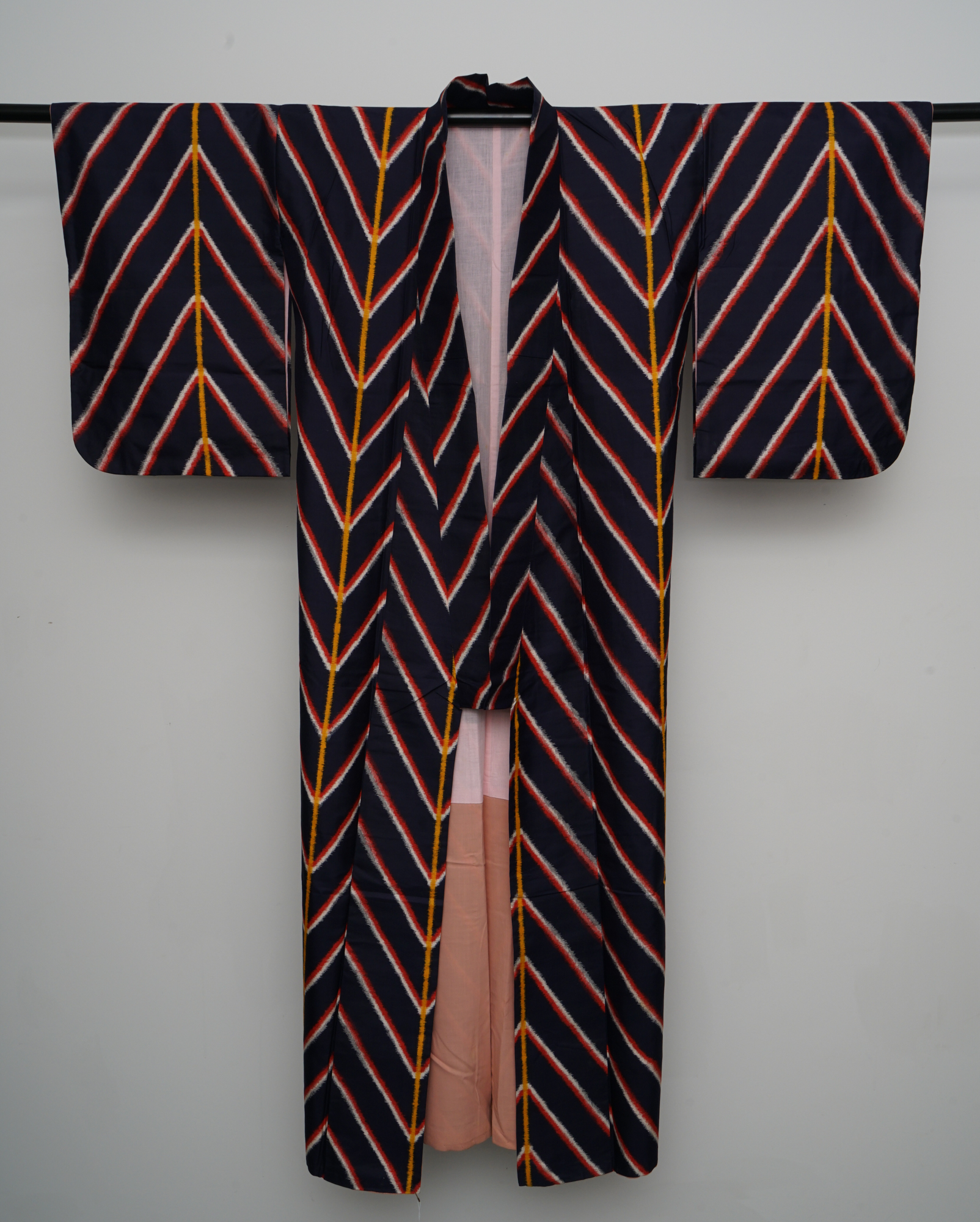 Circa 1930 Vintage Handwoven Kasuri Ikat Silk Kimono