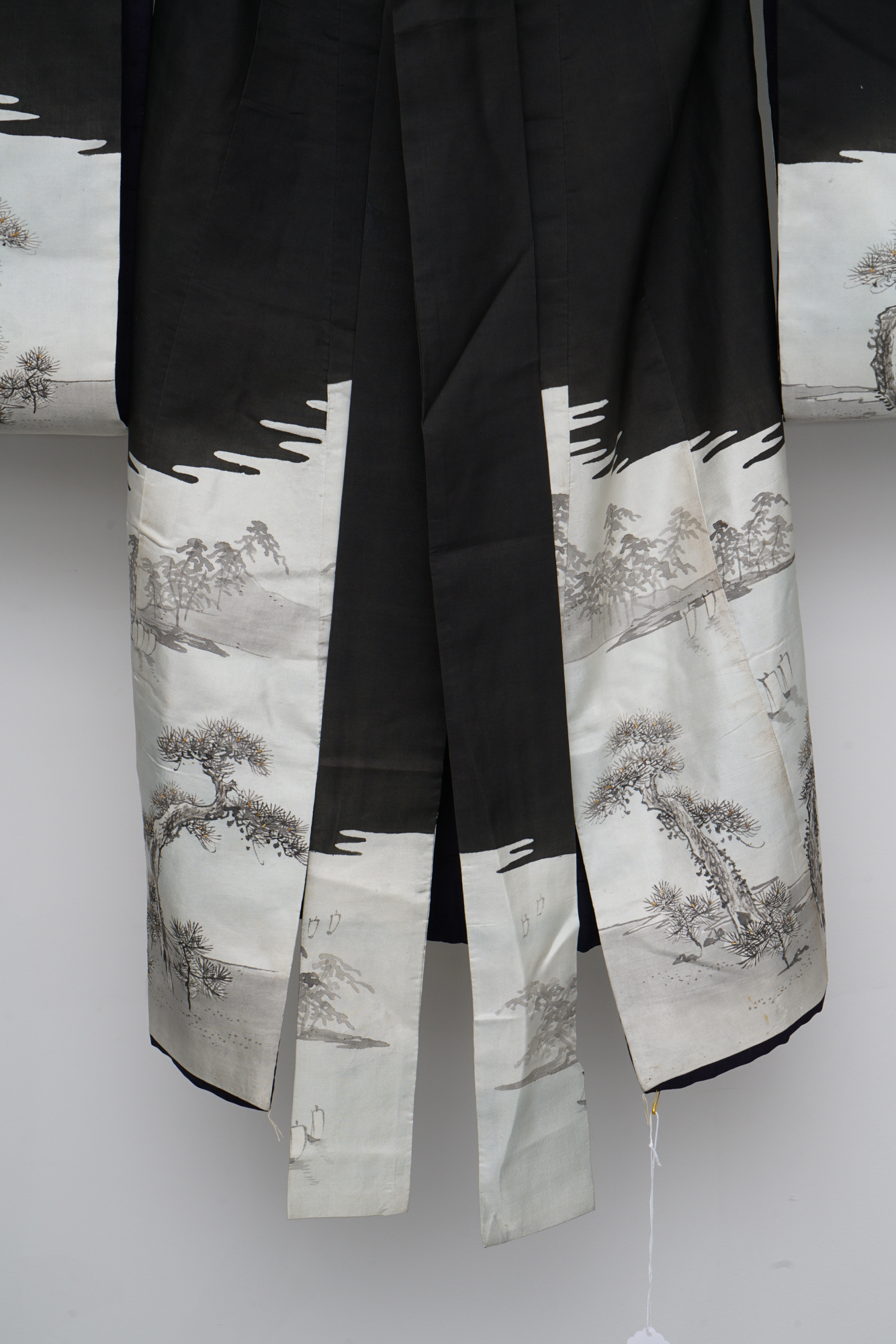 Boys' Circa 1870 Antique Handwoven Formal Crested Silk Miyamairi Infant Kimono