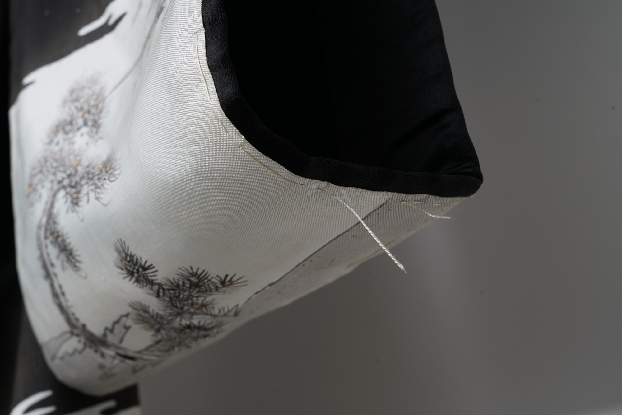 Boys' Circa 1870 Antique Handwoven Formal Crested Silk Miyamairi Infant Kimono