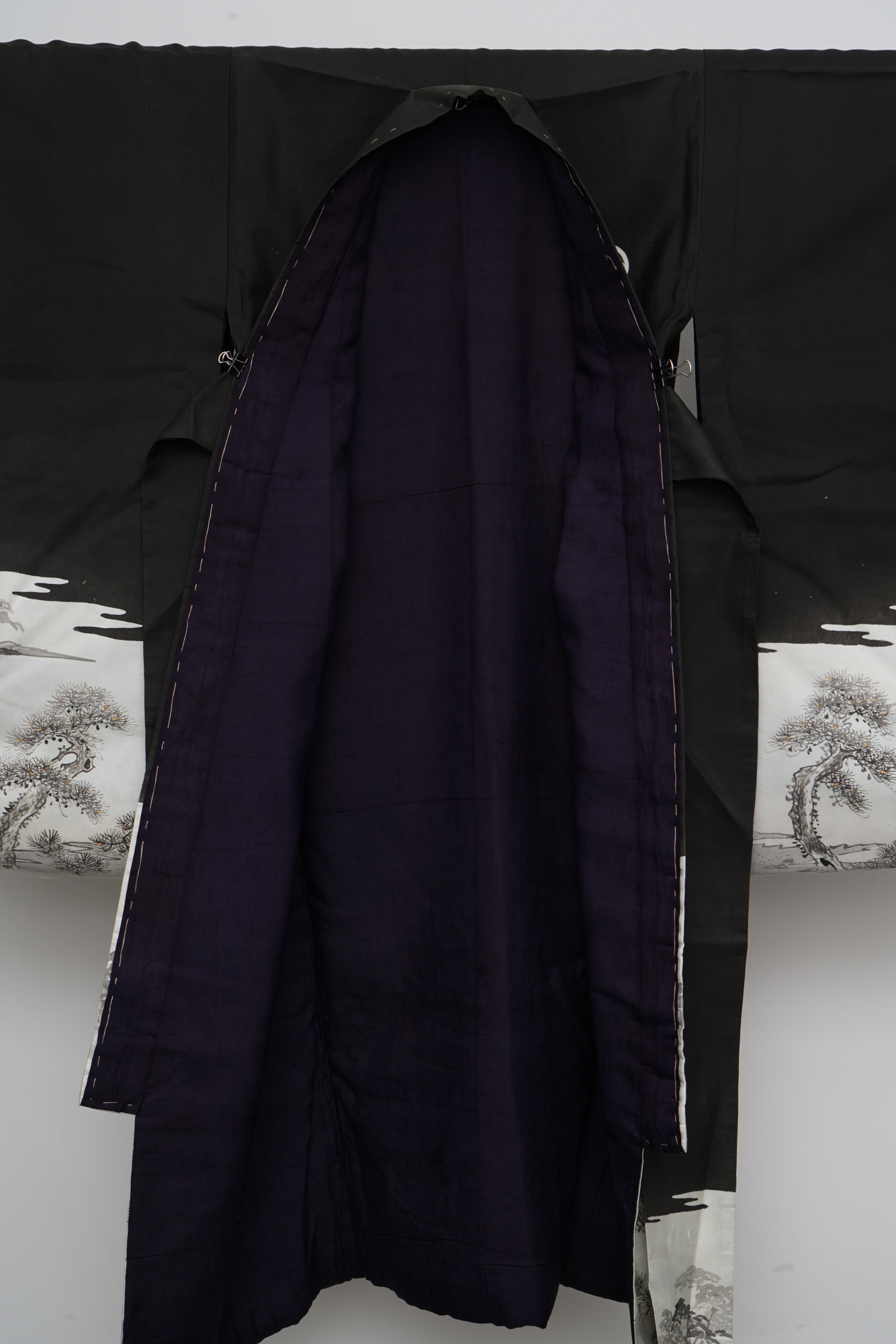 Boys' Circa 1870 Antique Handwoven Formal Crested Silk Miyamairi Infant Kimono