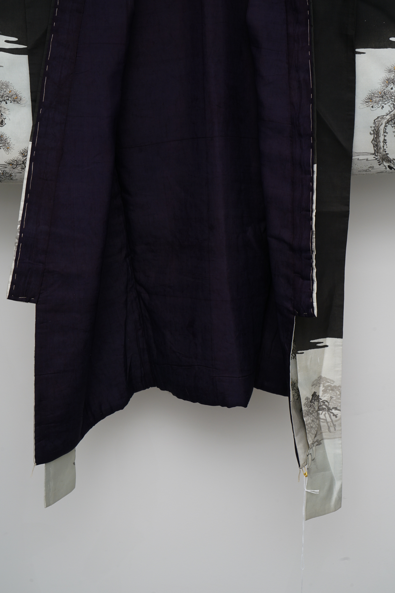 Boys' Circa 1870 Antique Handwoven Formal Crested Silk Miyamairi Infant Kimono