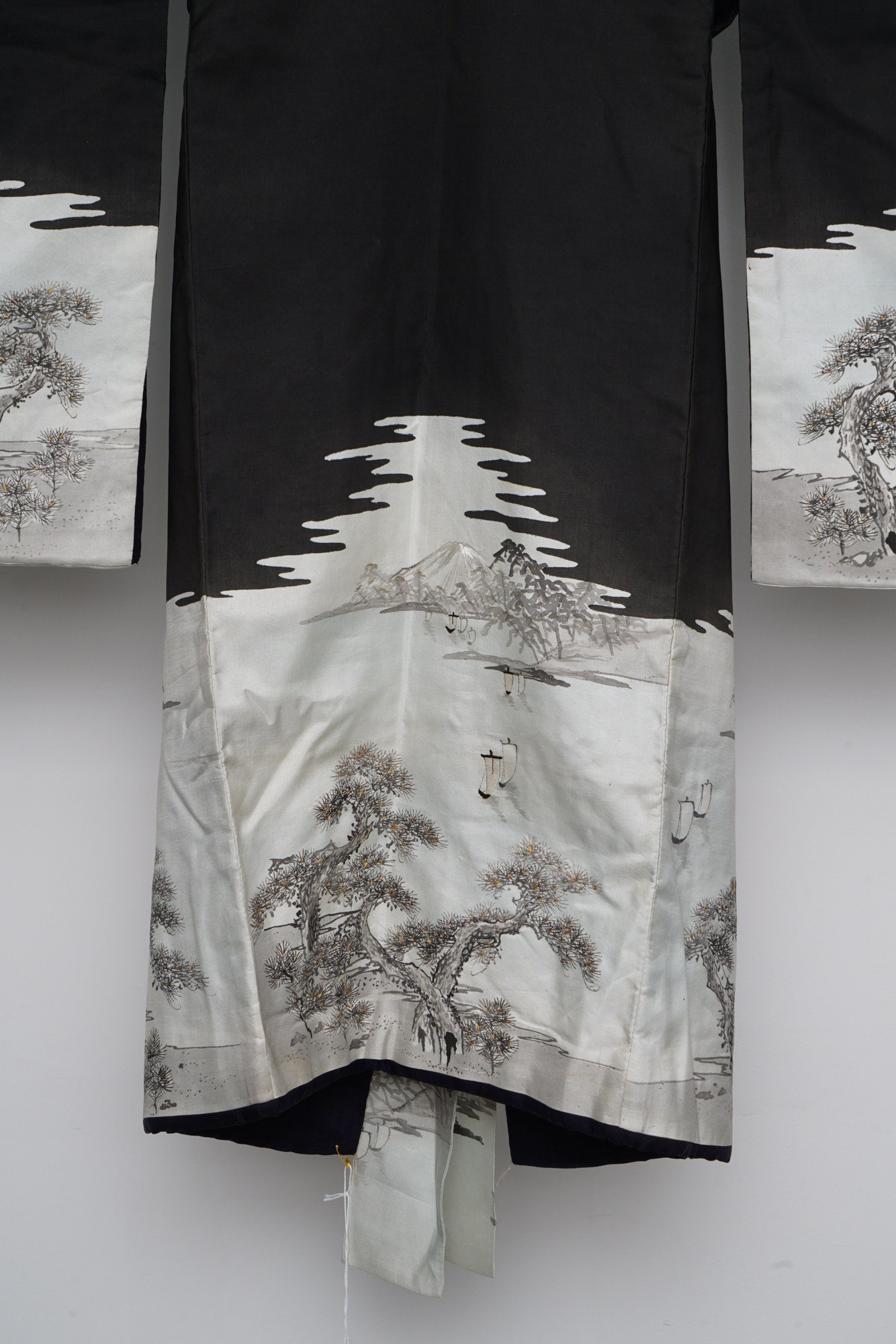 Boys' Circa 1870 Antique Handwoven Formal Crested Silk Miyamairi Infant Kimono