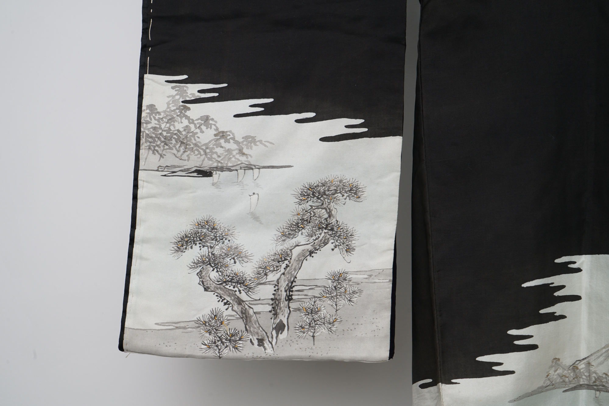 Boys' Circa 1870 Antique Handwoven Formal Crested Silk Miyamairi Infant Kimono