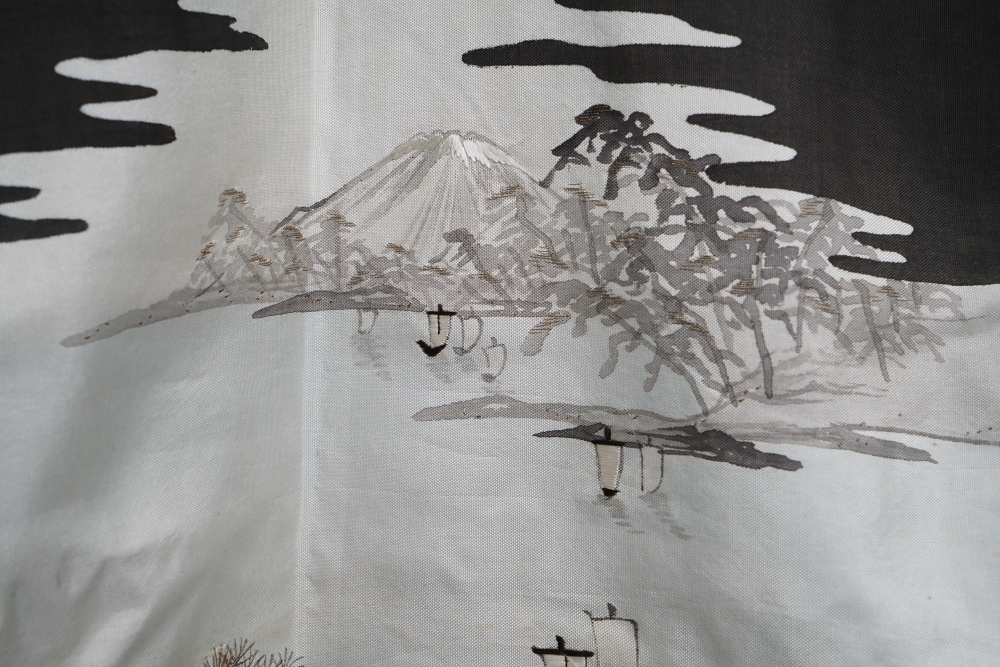 Boys' Circa 1870 Antique Handwoven Formal Crested Silk Miyamairi Infant Kimono