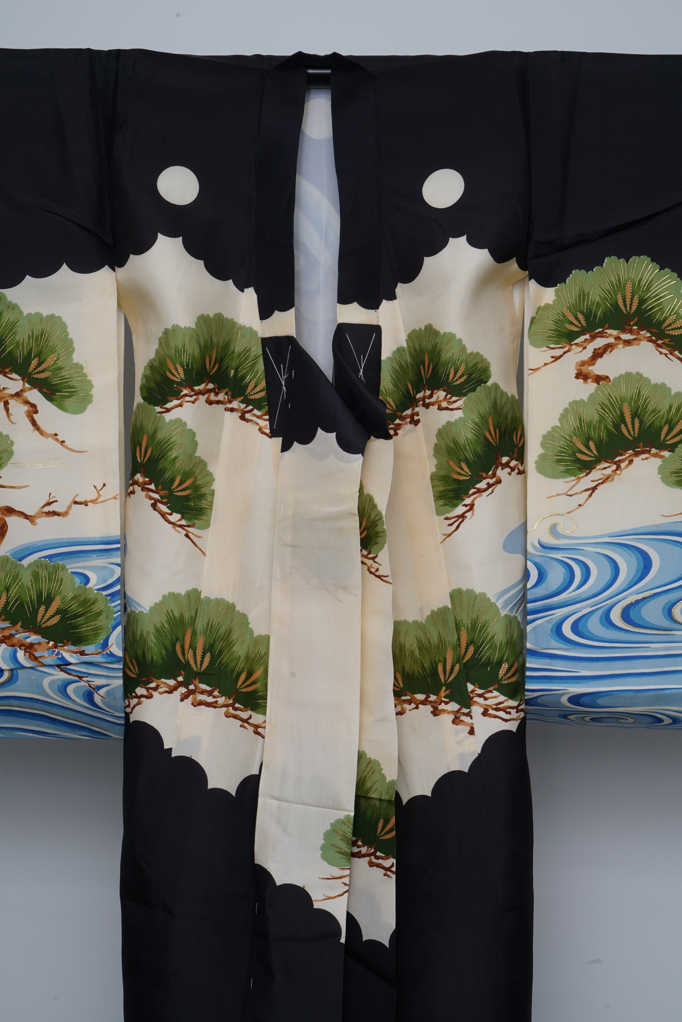 Boys' 1870 Antique Handwoven Silk Ceremonial Crested Miyamairi Infant Kimono