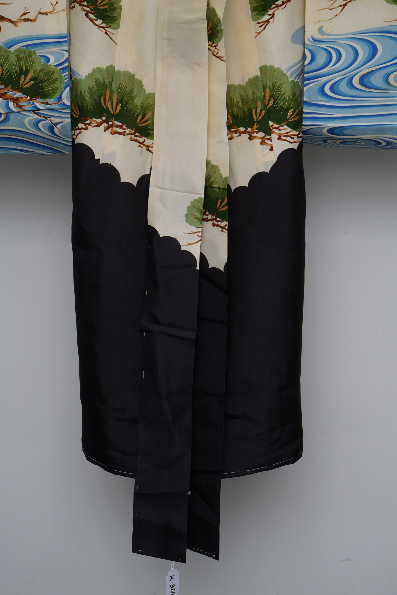 Boys' 1870 Antique Handwoven Silk Ceremonial Crested Miyamairi Infant Kimono