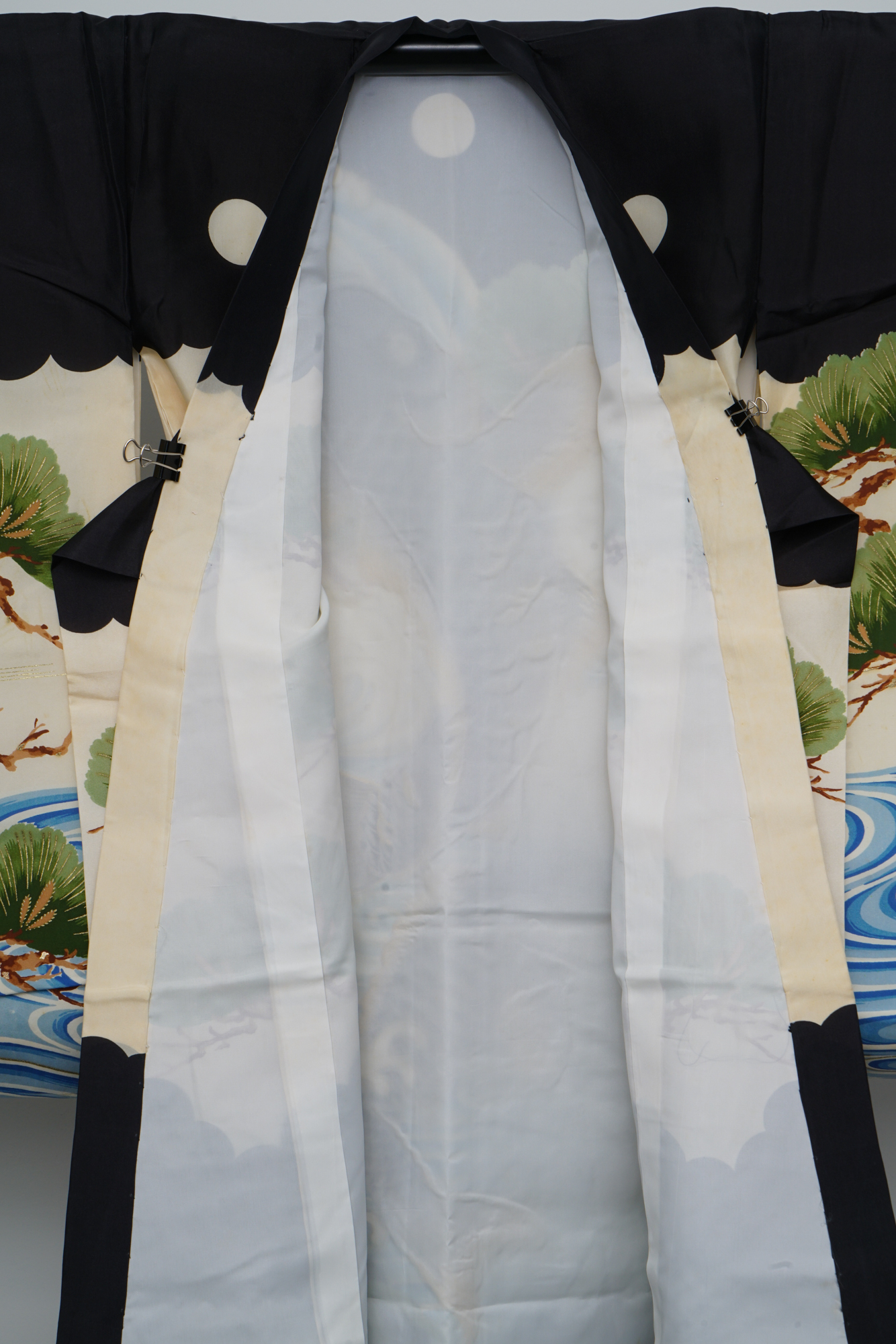 Boys' 1870 Antique Handwoven Silk Ceremonial Crested Miyamairi Infant Kimono