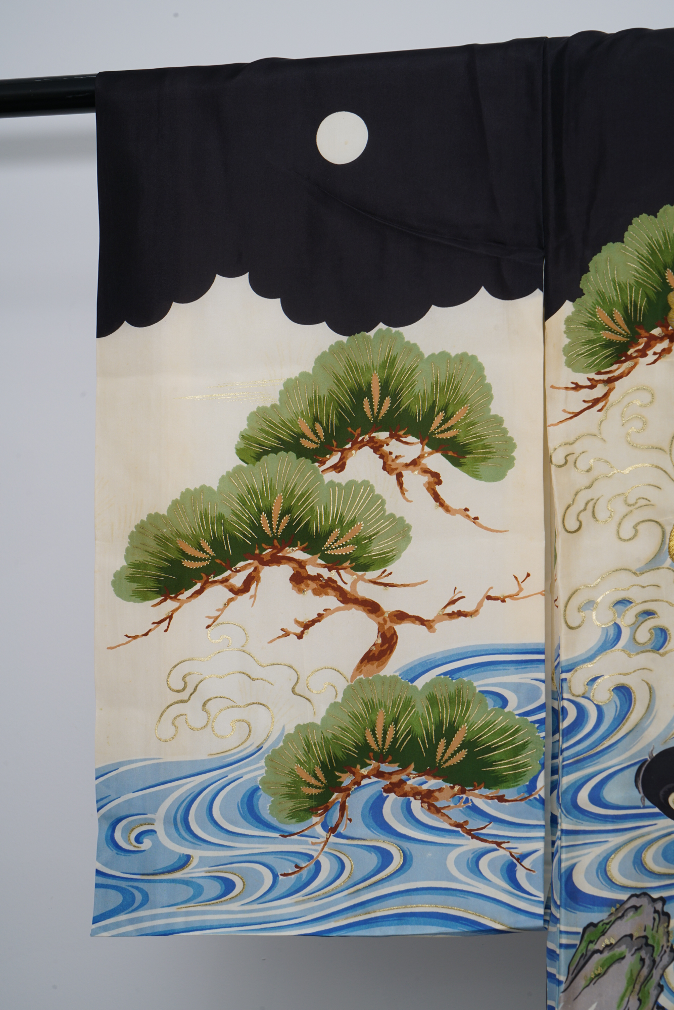 Boys' 1870 Antique Handwoven Silk Ceremonial Crested Miyamairi Infant Kimono