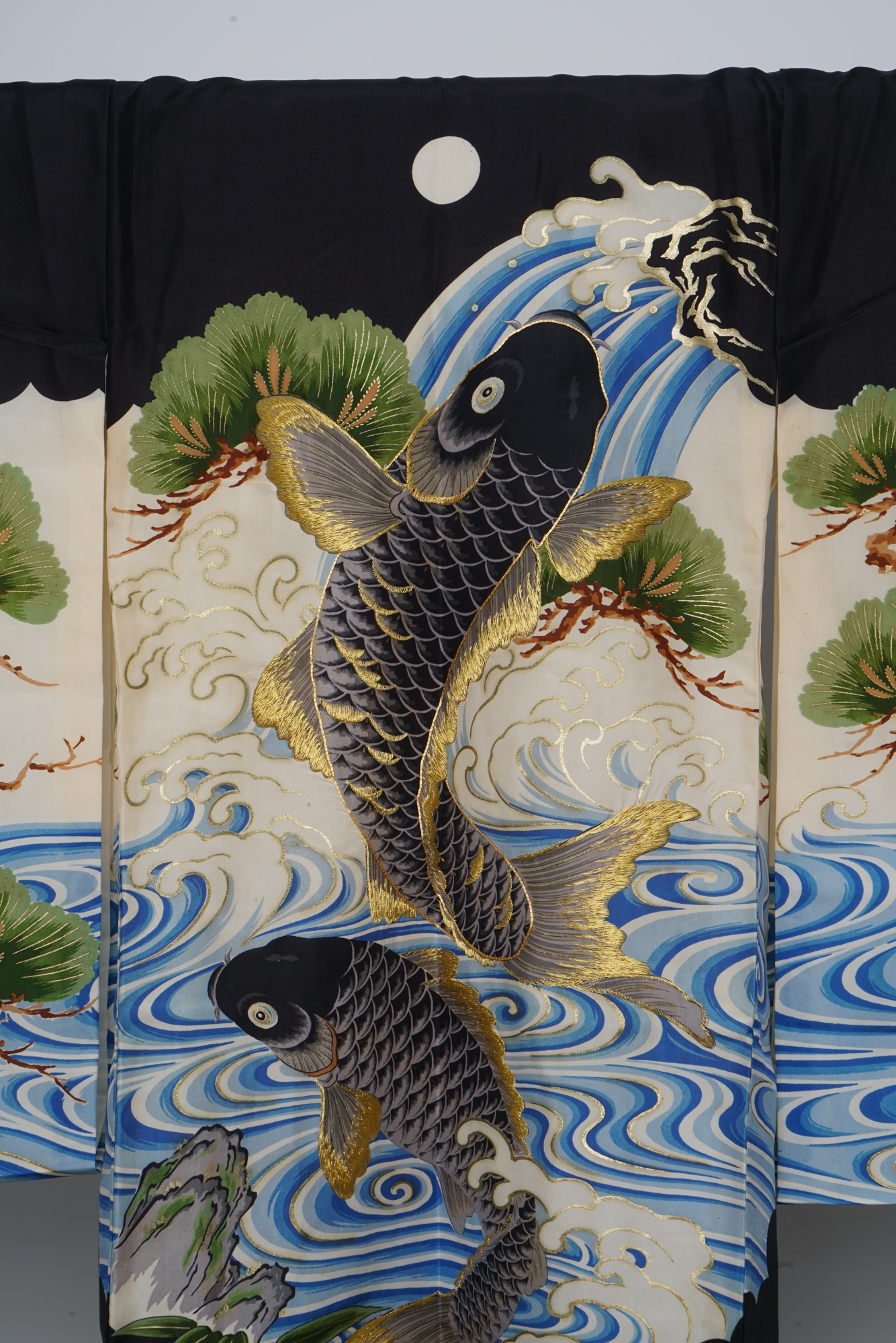 Boys' 1870 Antique Handwoven Silk Ceremonial Crested Miyamairi Infant Kimono