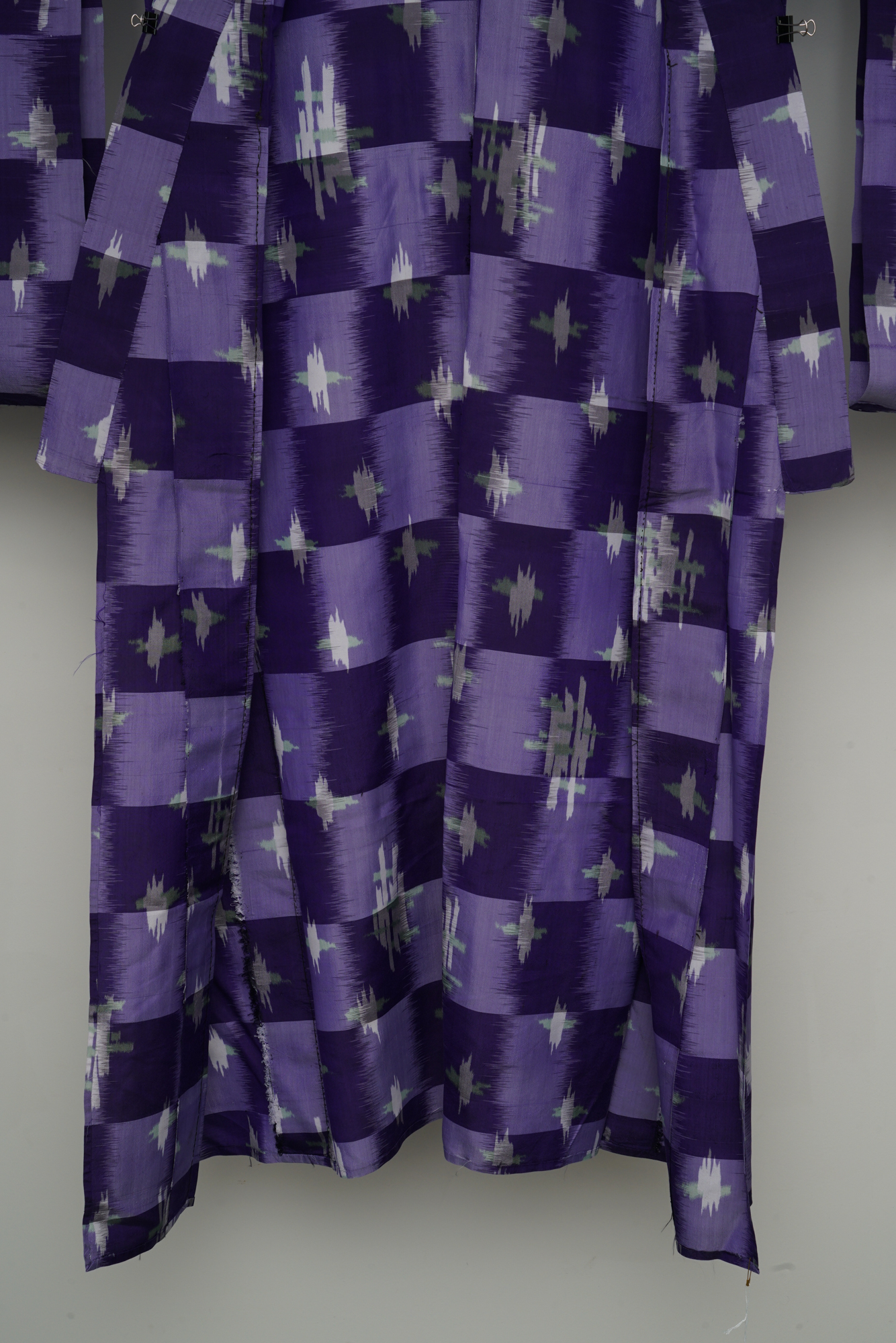 Circa 1940 Vintage Handwoven Kasuri Ikat Silk Kimono