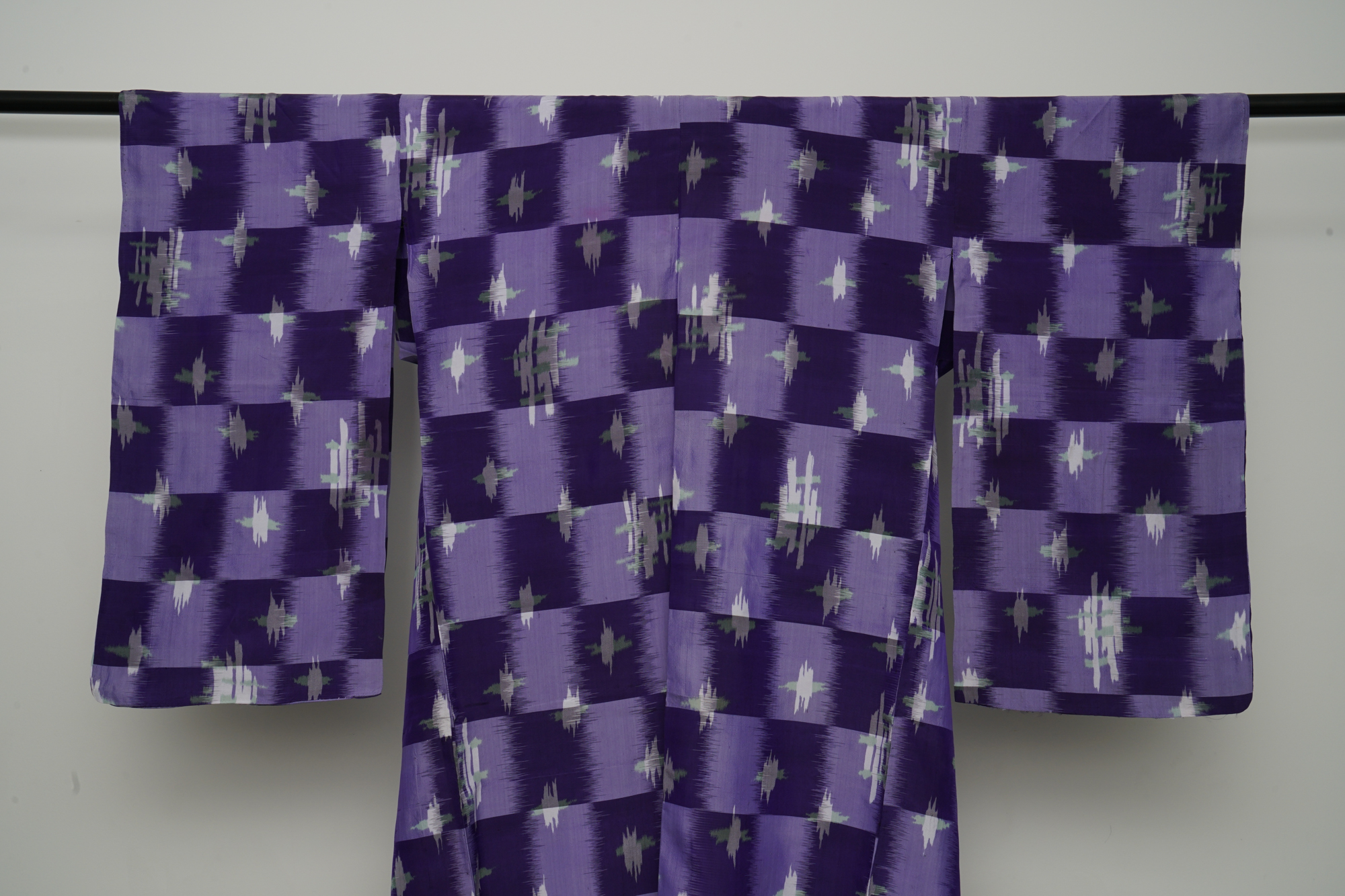 Circa 1940 Vintage Handwoven Kasuri Ikat Silk Kimono