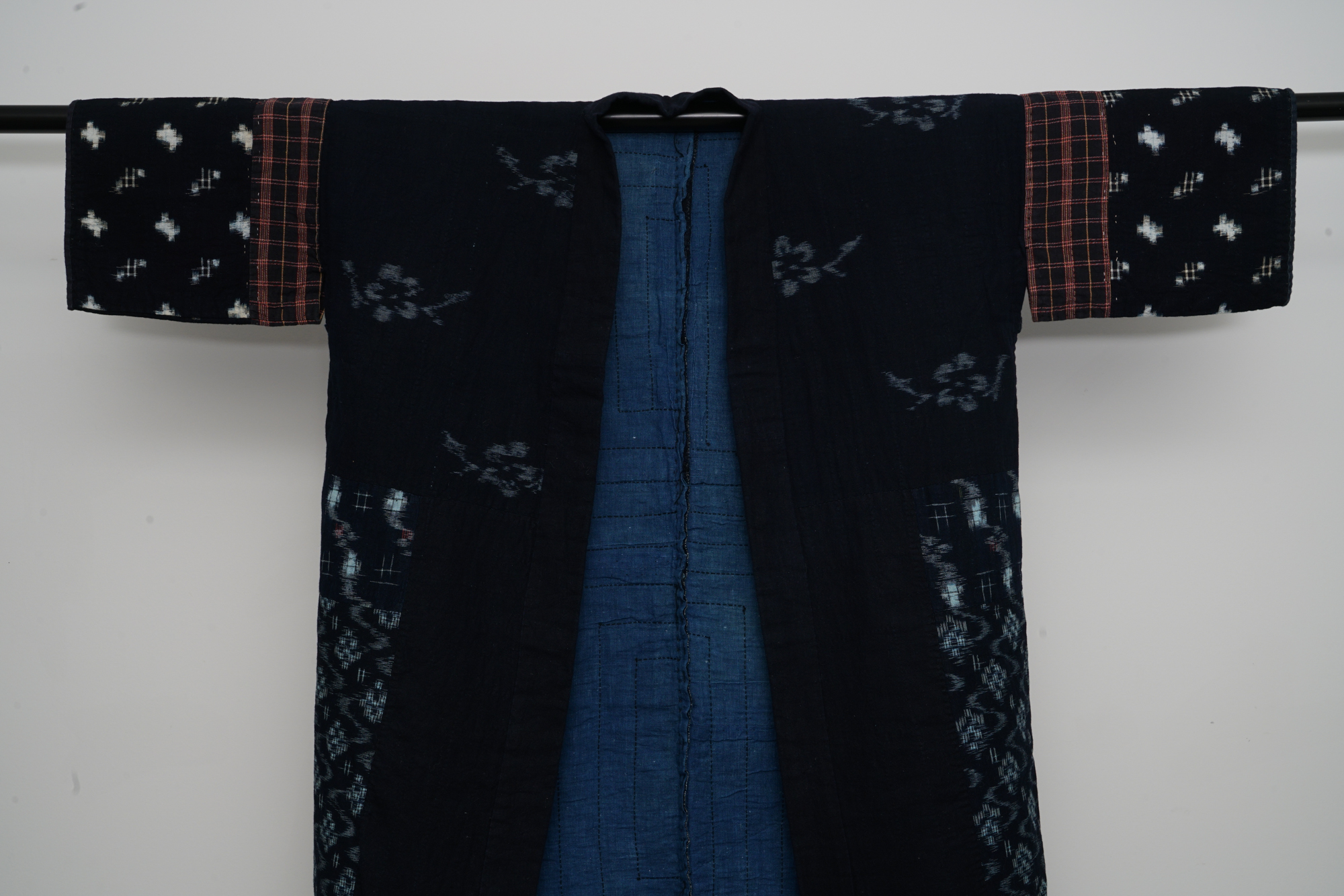 Men's Circa 1890 Antique Handwoven Ikat Cotton Patchwork Noragi Jacket