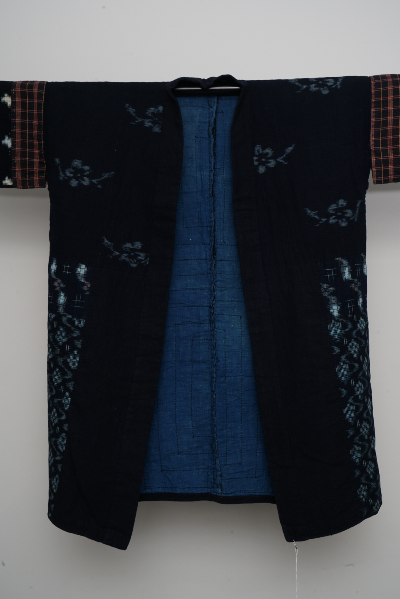 Men's Circa 1890 Antique Handwoven Ikat Cotton Patchwork Noragi Jacket