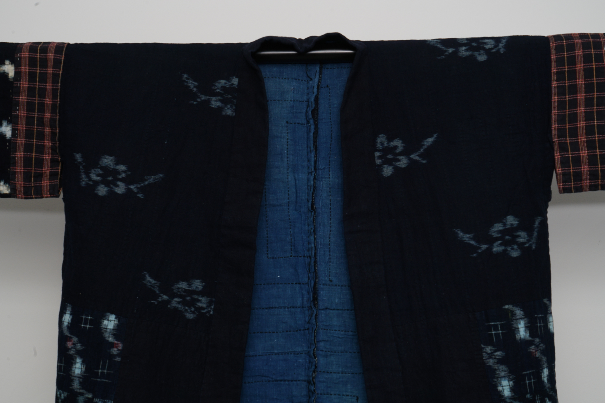 Men's Circa 1890 Antique Handwoven Ikat Cotton Patchwork Noragi Jacket