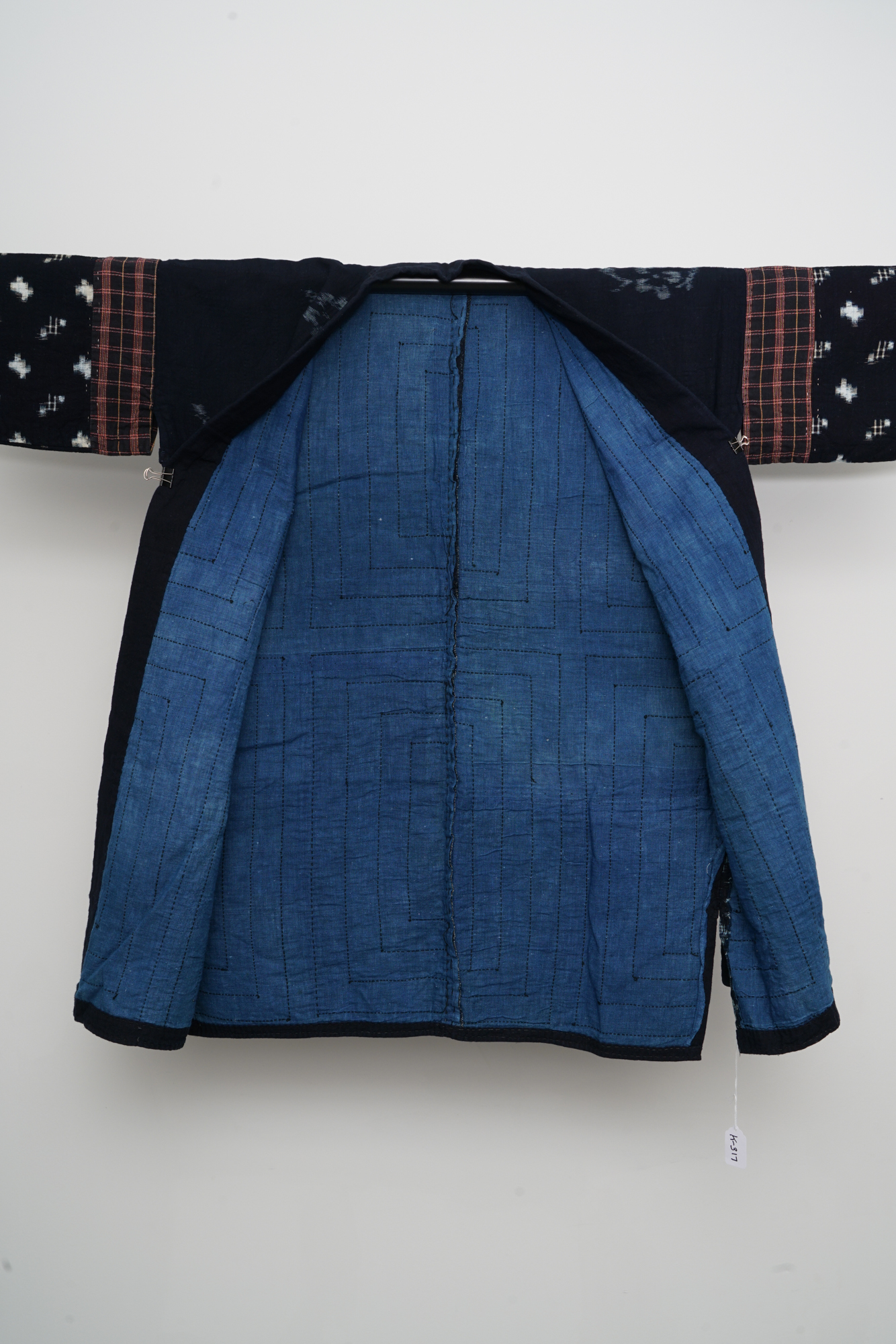 Men's Circa 1890 Antique Handwoven Ikat Cotton Patchwork Noragi Jacket