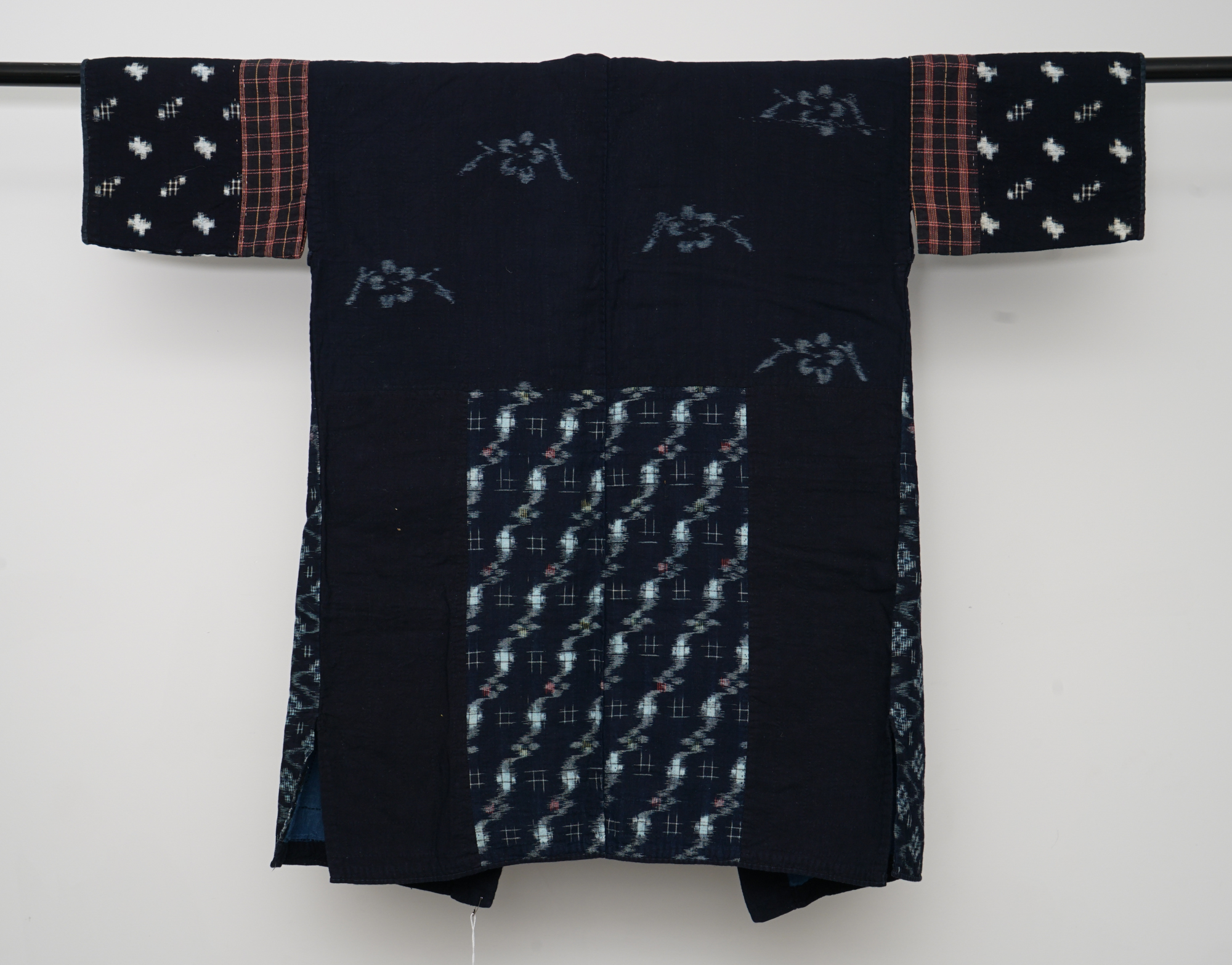 Men's Circa 1890 Antique Handwoven Ikat Cotton Patchwork Noragi Jacket