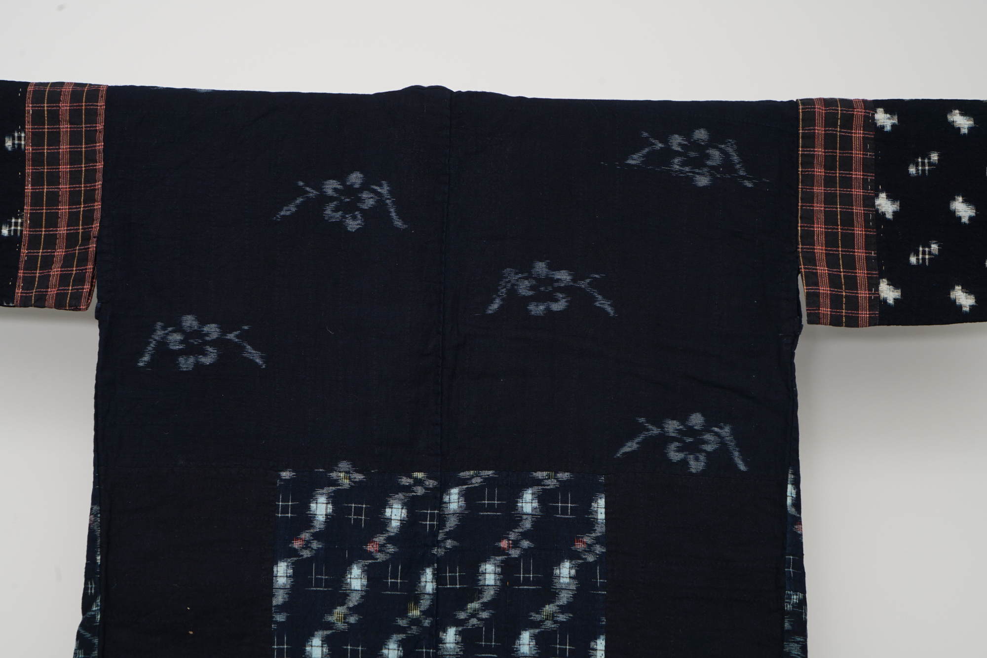 Men's Circa 1890 Antique Handwoven Ikat Cotton Patchwork Noragi Jacket