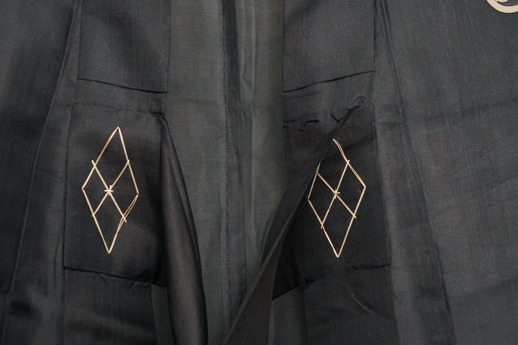 Circa 1880 Meiji Period Handwoven Silk Formal Crested Miyamairi Infant Kimono